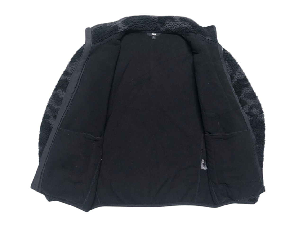 Japanese Brand × Lemaire × Uniqlo Uniqlo Deep Pile Fleece Zipper Jacket Black Camouflage Size US S / EU 44-46 / 1 - 3 Thumbnail