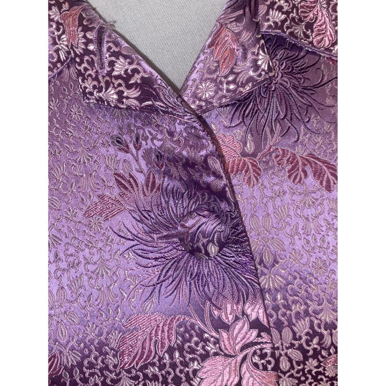 Designer Vintage Style Pink Magenta Floral Brocade Satin Jacket RARE Size L / US 10 / IT 46 - 5 Thumbnail