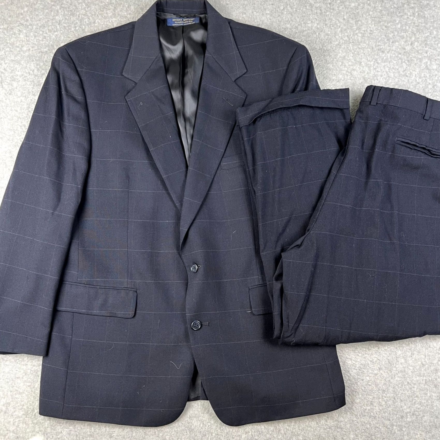 Brooks Brothers VINTAGE Brooks Brothers Suit Set USA Made Coat Pants 44R Mens 36x29 Pleated Brooks Brothers Suit Set United States Plaid Wool 2 Piece Regular Mens Size 44R - 2 Thumbnail
