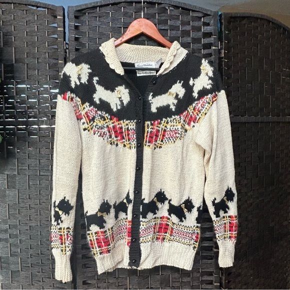 Vintage Vintage hand knit granny sweater Scottie dog bow details but Size M / US 6-8 / IT 42-44 - 8 Thumbnail