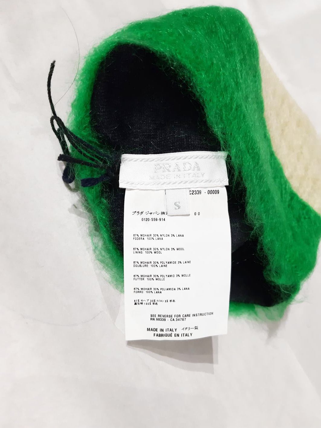 Prada FW 2007 Green Mohair Wave Knit Beanie Hat Size ONE SIZE - 5 Thumbnail