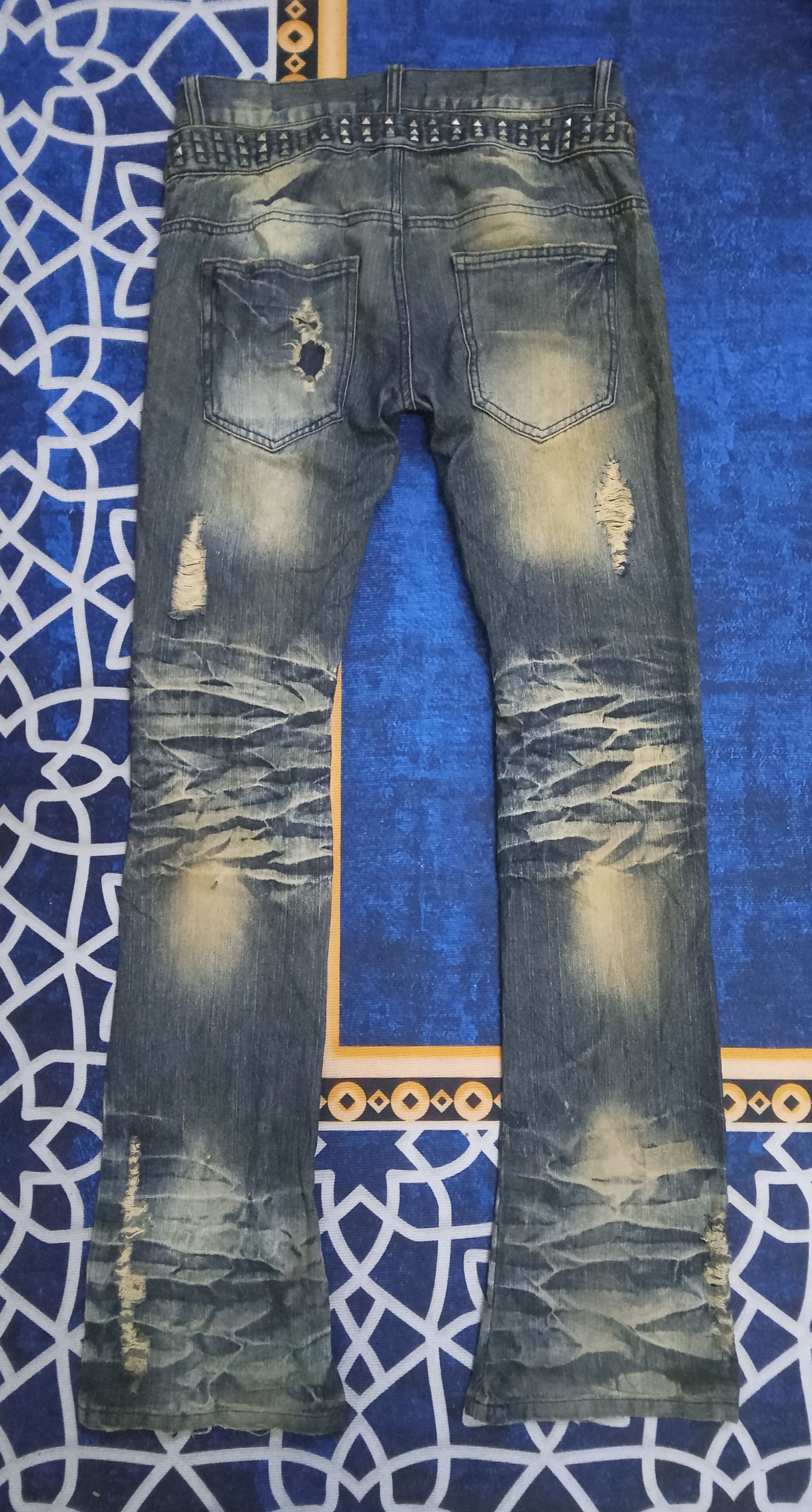 Japanese Brand Black Baccara Mud Style Distressed With Studded Flare Jeans Size US 32 / EU 48 - 10 Thumbnail