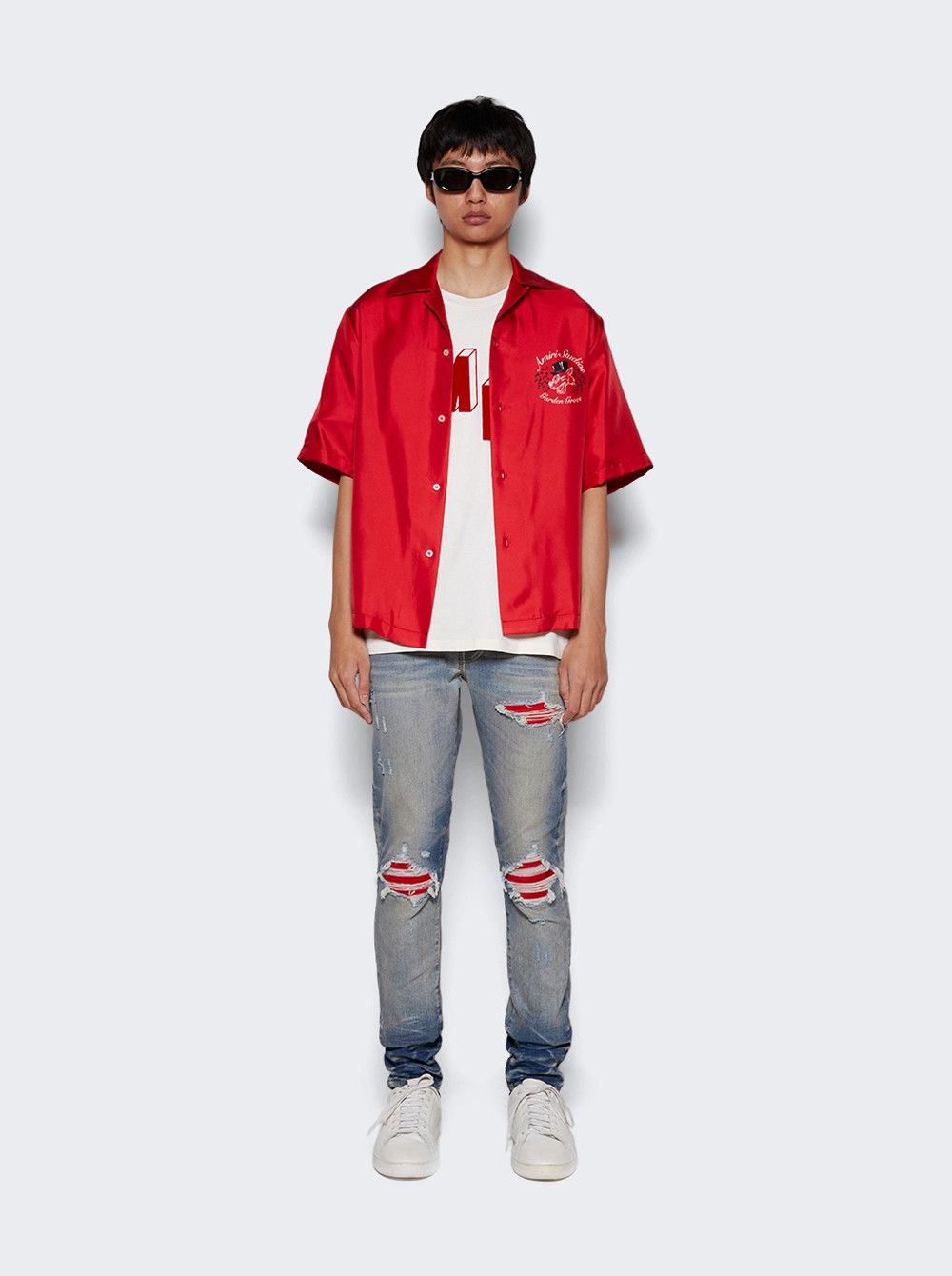 Amiri o1w1db11224 Flocked Hockey Skater T-Shirt in White Size US XXL / EU 58 / 5 - 2 Thumbnail