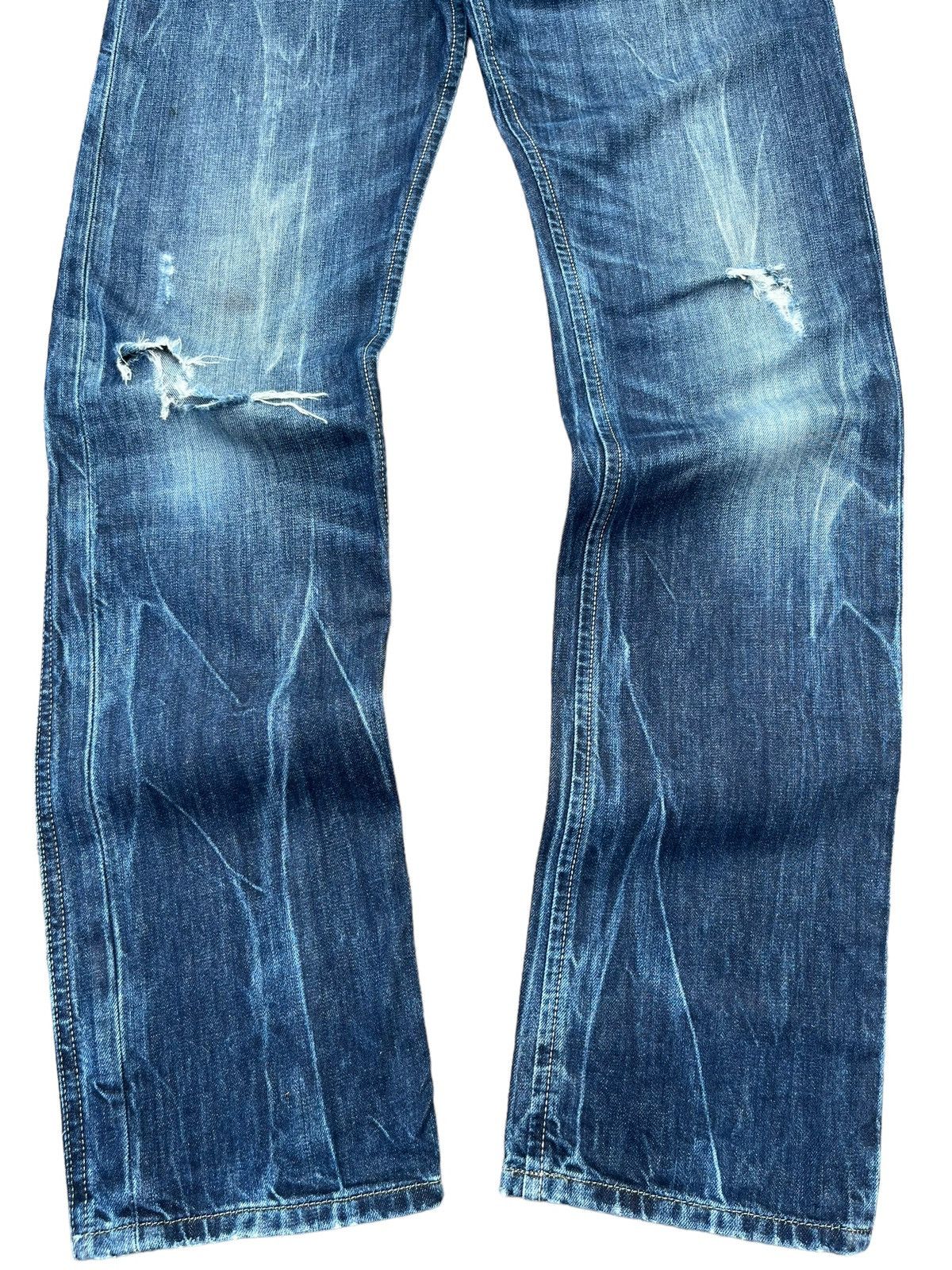 Diesel Vintage Diesel Destroy Buttonfly Blue Washed Straight Jeans Size US 31 - 5 Thumbnail