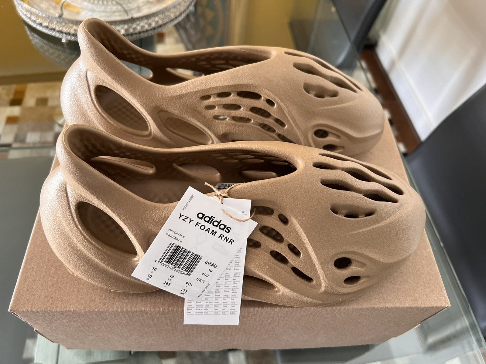 image of Adidas x Kanye West Yzy Foam Rnr Shoes in Clay/Ivory, Men's (Size 10)