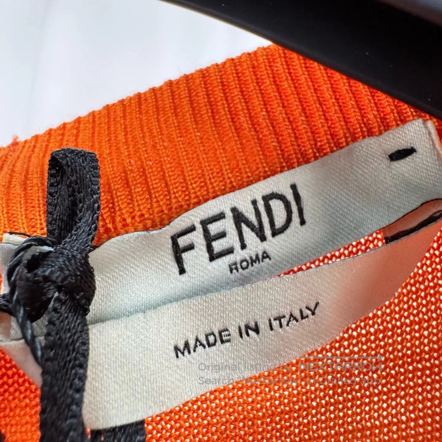 Fendi FENDI Orange Embroidered Bow Knit Short Sleeve T-Shirt| Size XS / US 0-2 / IT 36-38 - 4 Thumbnail