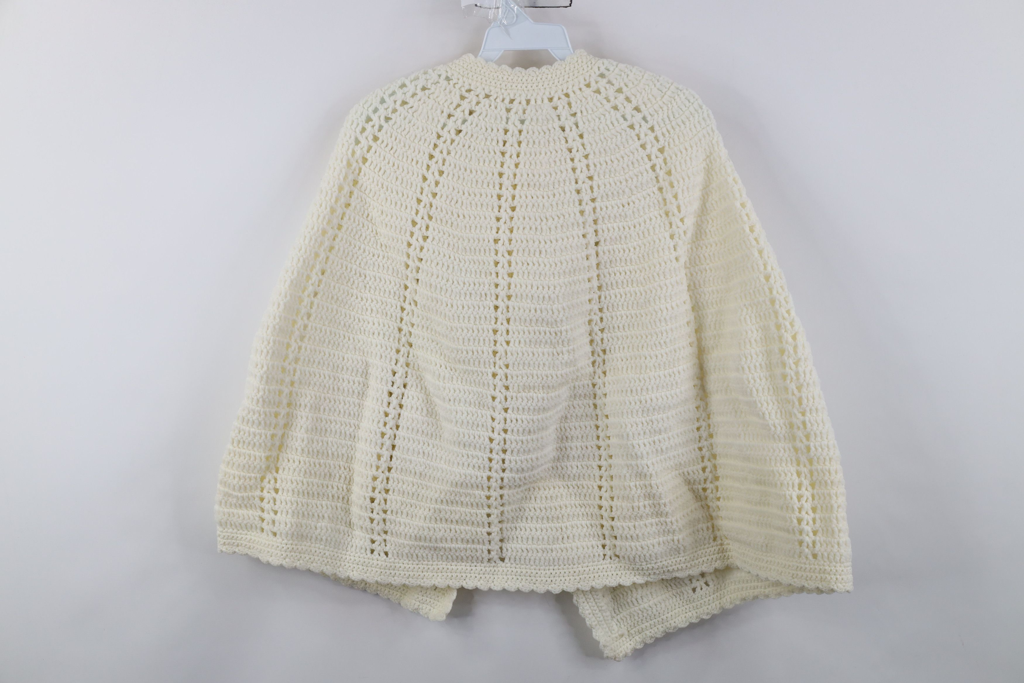 Vintage Vintage 50s 60s Rockabilly Knit Poncho Sweater Cape Cream Size ONE SIZE - 8 Thumbnail