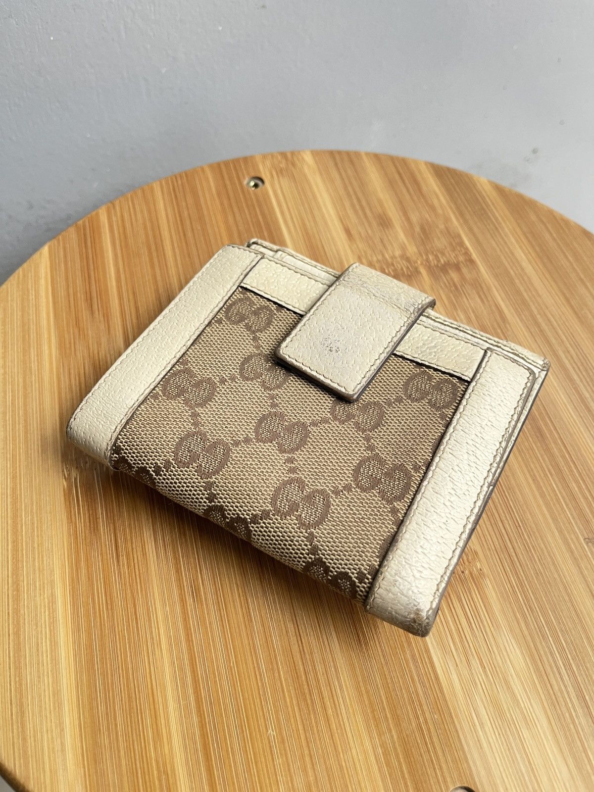 Gucci Gucci Beige/Off White GG Canvas and Leather Compact Wallet Size ONE SIZE - 3 Thumbnail