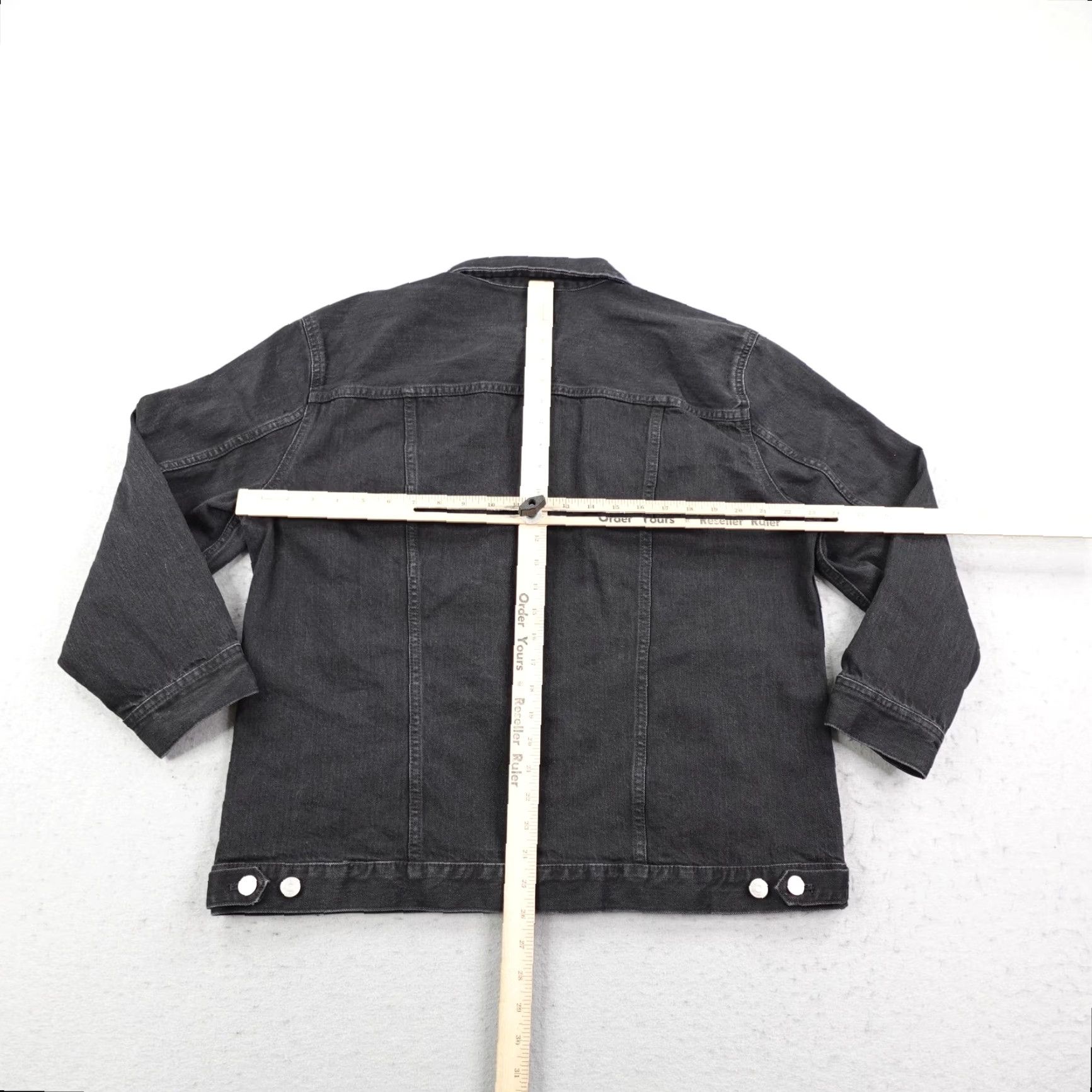 Madewell Madewell Jacket Women XL Black Oversized Denim Jean Trucker Coat Lunar Wash Coat Size 40" / US 18 - 5 Thumbnail