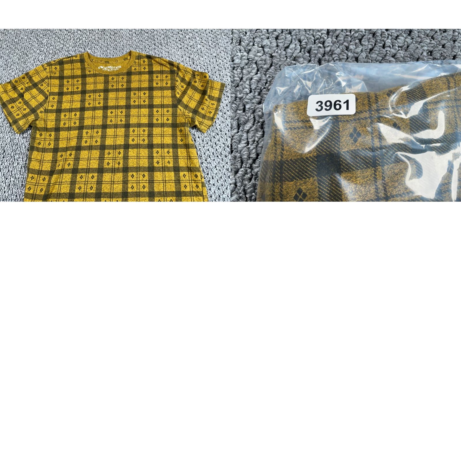 Vintage Knickerbocker T-Shirt Adult XL Dark Yellow Check Geometric Pattern Cotton Blend 90s Retro Mens Size US XL / EU 56 / 4 - 8 Thumbnail