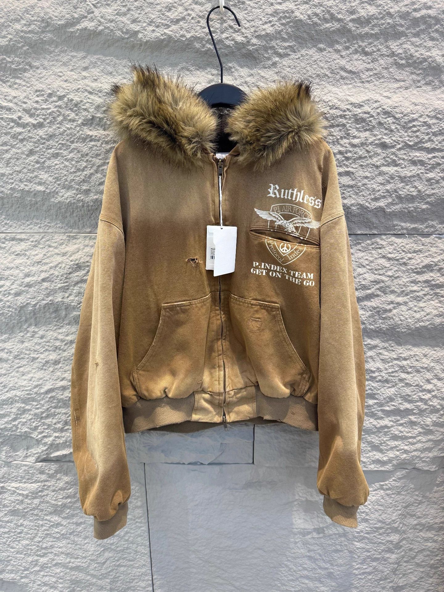 Other PROTOCOL INDEX FW25 Double Pocket Frayed Zip Hooded Jacket Size XS / US 0-2 / IT 36-38 - 1 Thumbnail