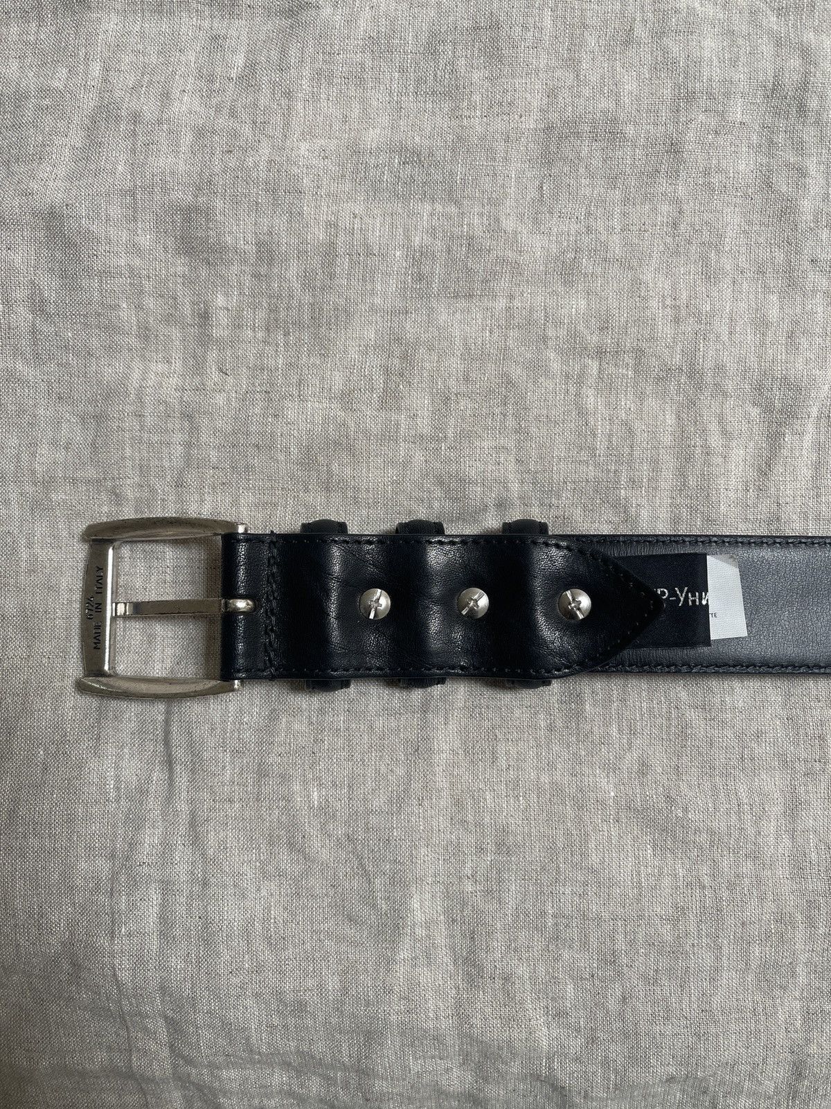 GR-Uniforma GR-Uniforma Black Leather Embossed Belt | Gosha Rubchinskiy Size ONE SIZE - 4 Thumbnail