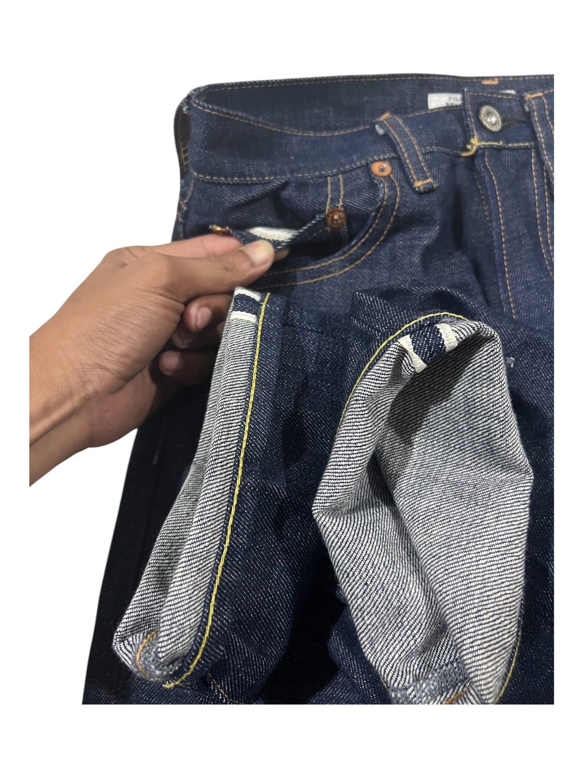 Indigo × Japanese Brand × Pure Blue Japan Fill the Bill 🇯🇵 Indigo 10OZ Dark Blue Selvaged Denim Jeans Size US 27 - 5 Thumbnail