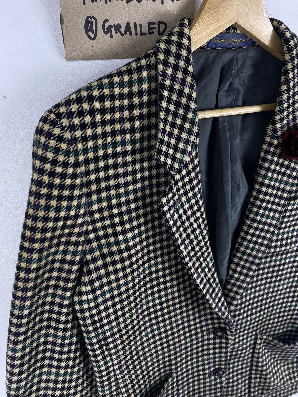 Japanese Brand Vintage 90’s Houndstooth Jacket by Ladies’ Traditional Size XS / US 0-2 / IT 36-38 - 2 Thumbnail