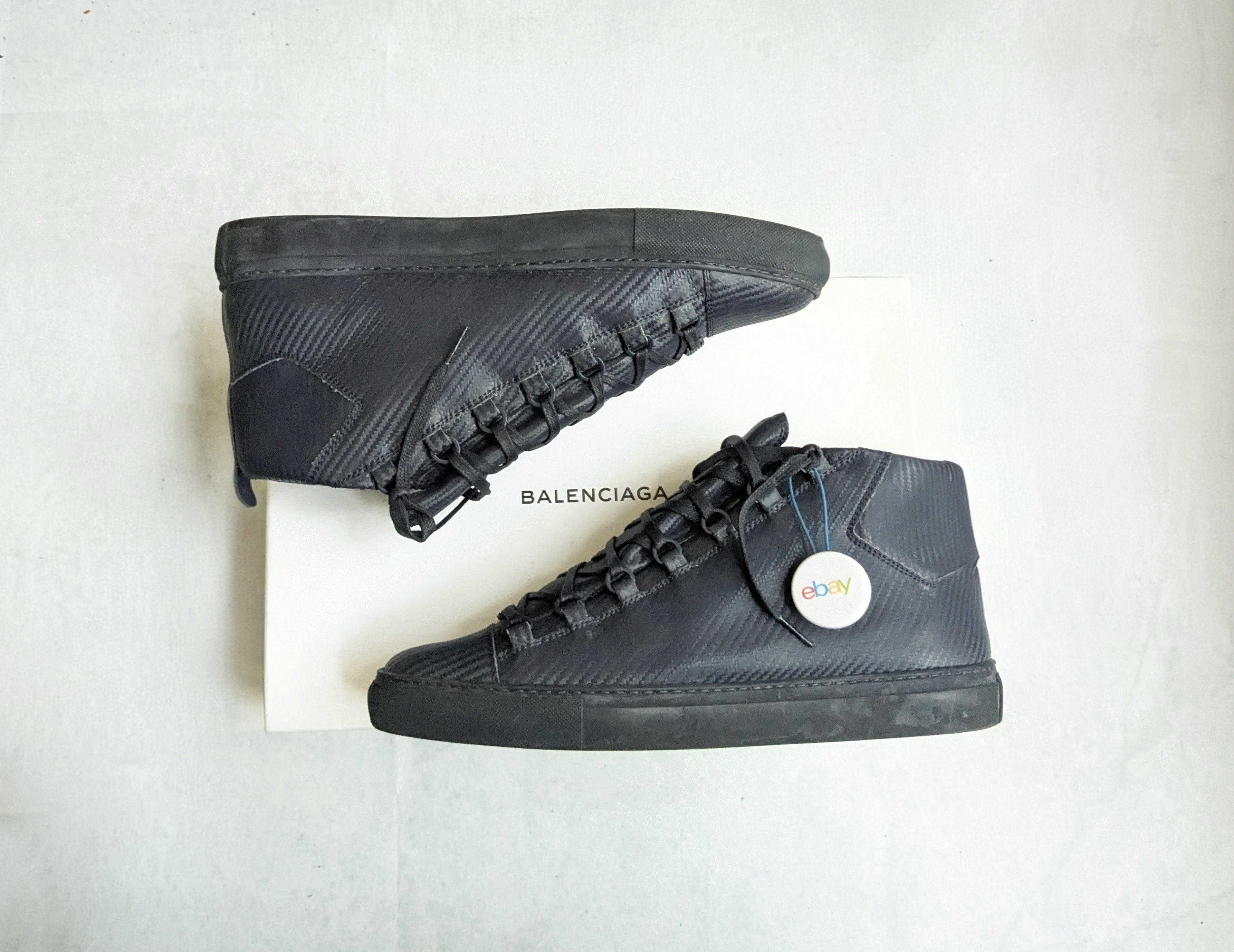 Balenciaga Balenciaga Arena Navy Blue 12 High Tops Leather Sneakers Size US 12 / EU 45 - 1 Thumbnail