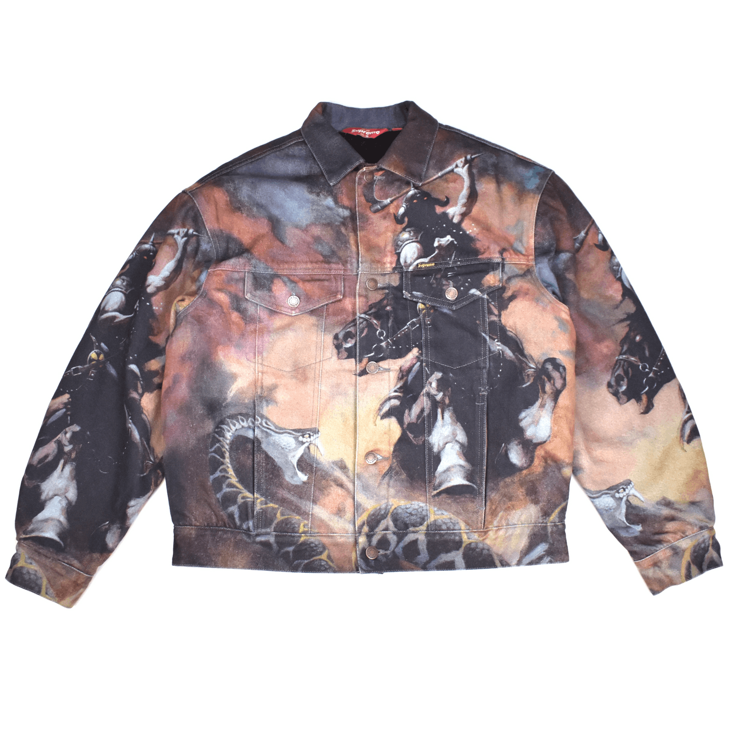 Supreme Supreme Frazetta Artwork Print Sherpa Denim Trucker Jacket Size US S / EU 44-46 / 1 - 1 Thumbnail