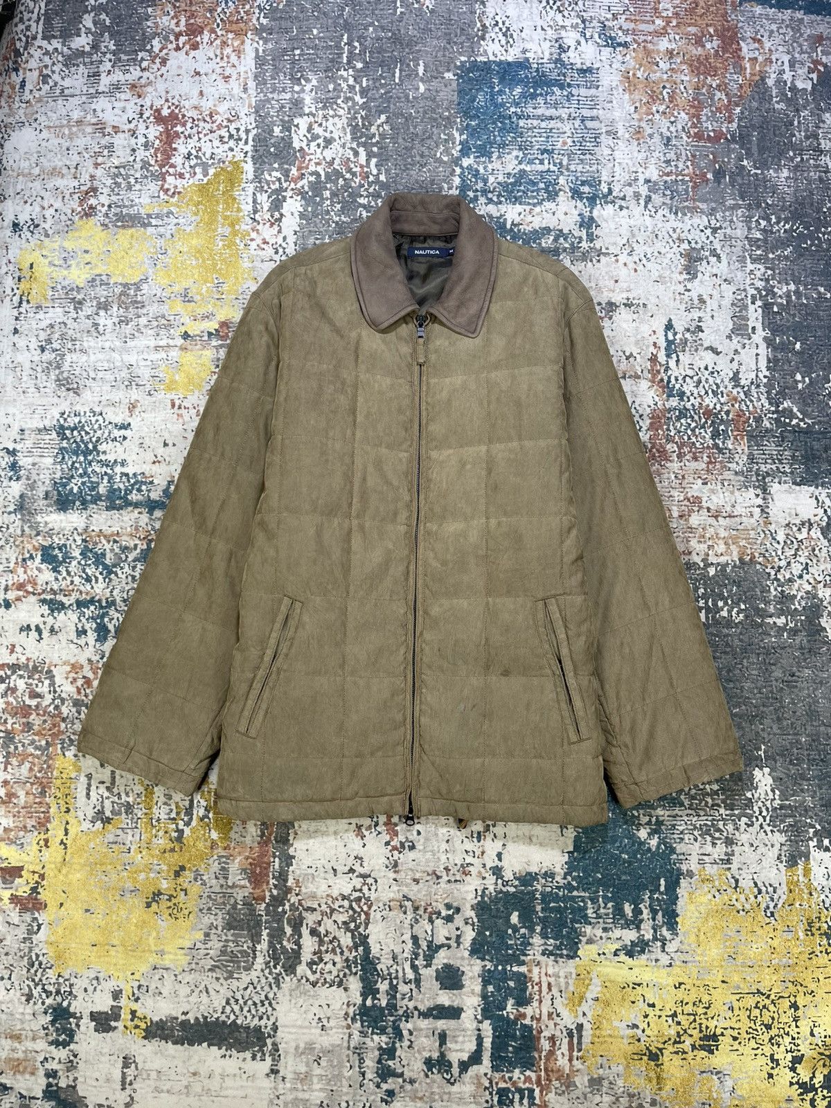 Nautica Vtg Nautica Quilted Leather Collar Padded Zip Up Jacket Size US M / EU 48-50 / 2 - 2 Thumbnail