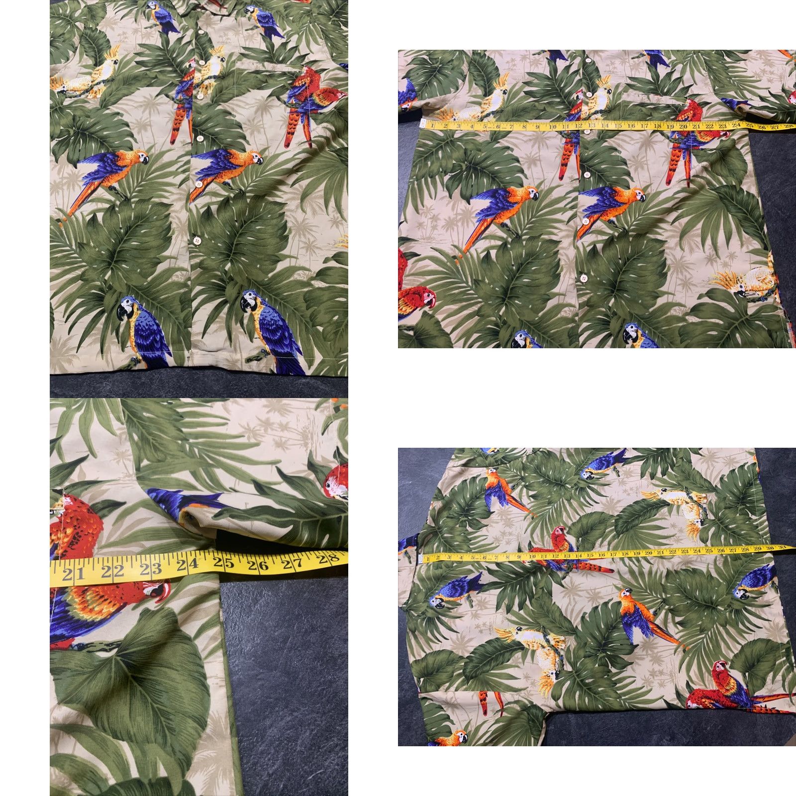 Erima Rima Hawaiian Shirt Men Large Casual Resort Surfing Parrots Palm Tree Blue Floral Short Sleeve Button-Up Size US L / EU 52-54 / 3 - 8 Thumbnail