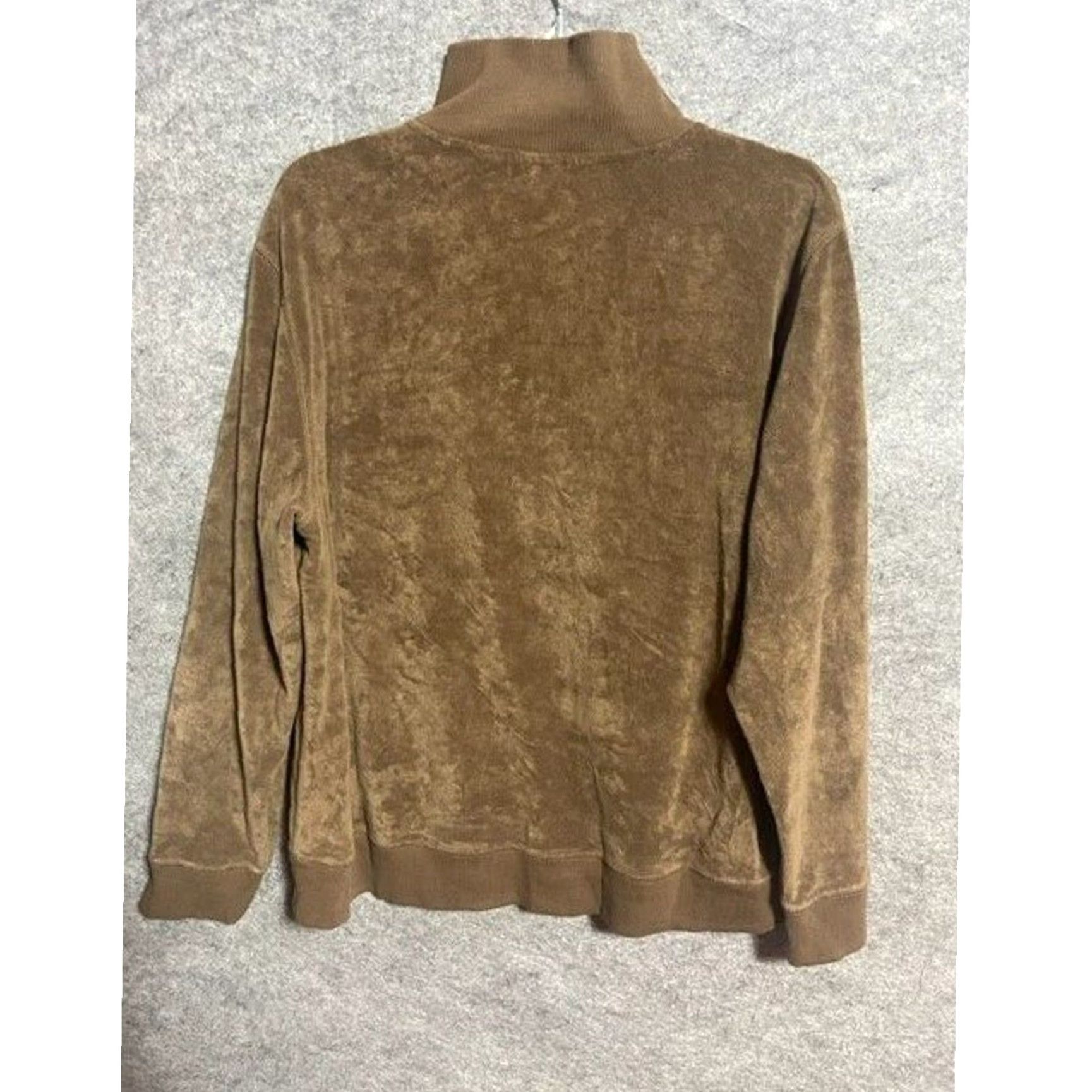 Vintage VINTAGE Spa by Chico's Velour Track Jacket Brown Size 3 Womens Mid-Length Zip Pockets Casual Travel Size XS / US 0-2 / IT 36-38 - 2 Thumbnail