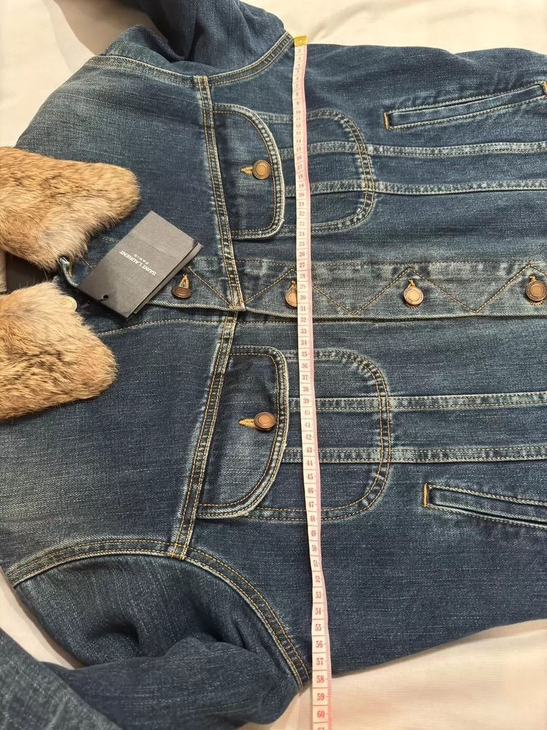 Saint Laurent Paris Saint Laurent Paris Angora rabbit fur collar denim jacket-2 Size US XS / EU 42 / 0 - 8 Thumbnail