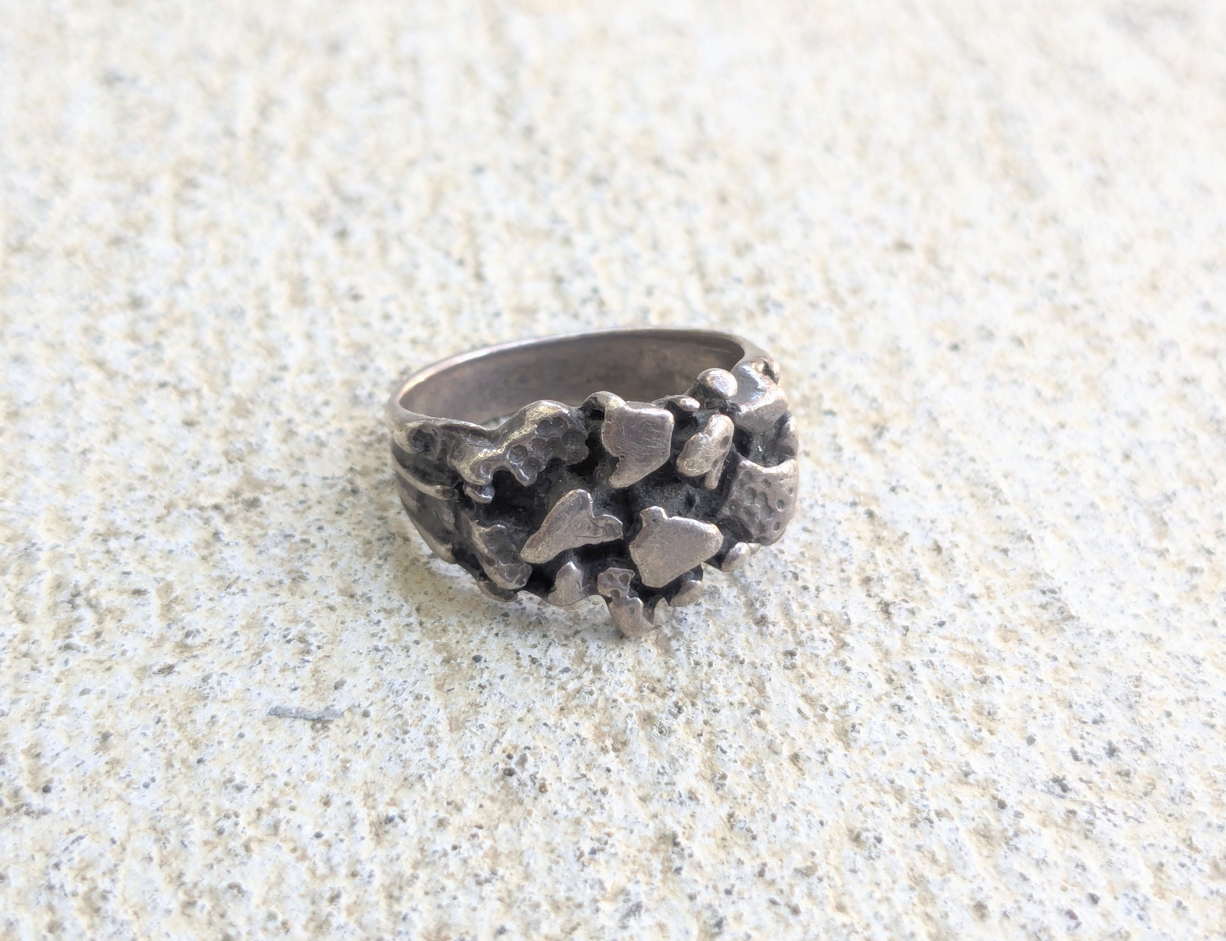 Jewelry Vintage Sterling Silver Ring Nugget 6.75 Modern Brutalist Size ONE SIZE - 1 Thumbnail