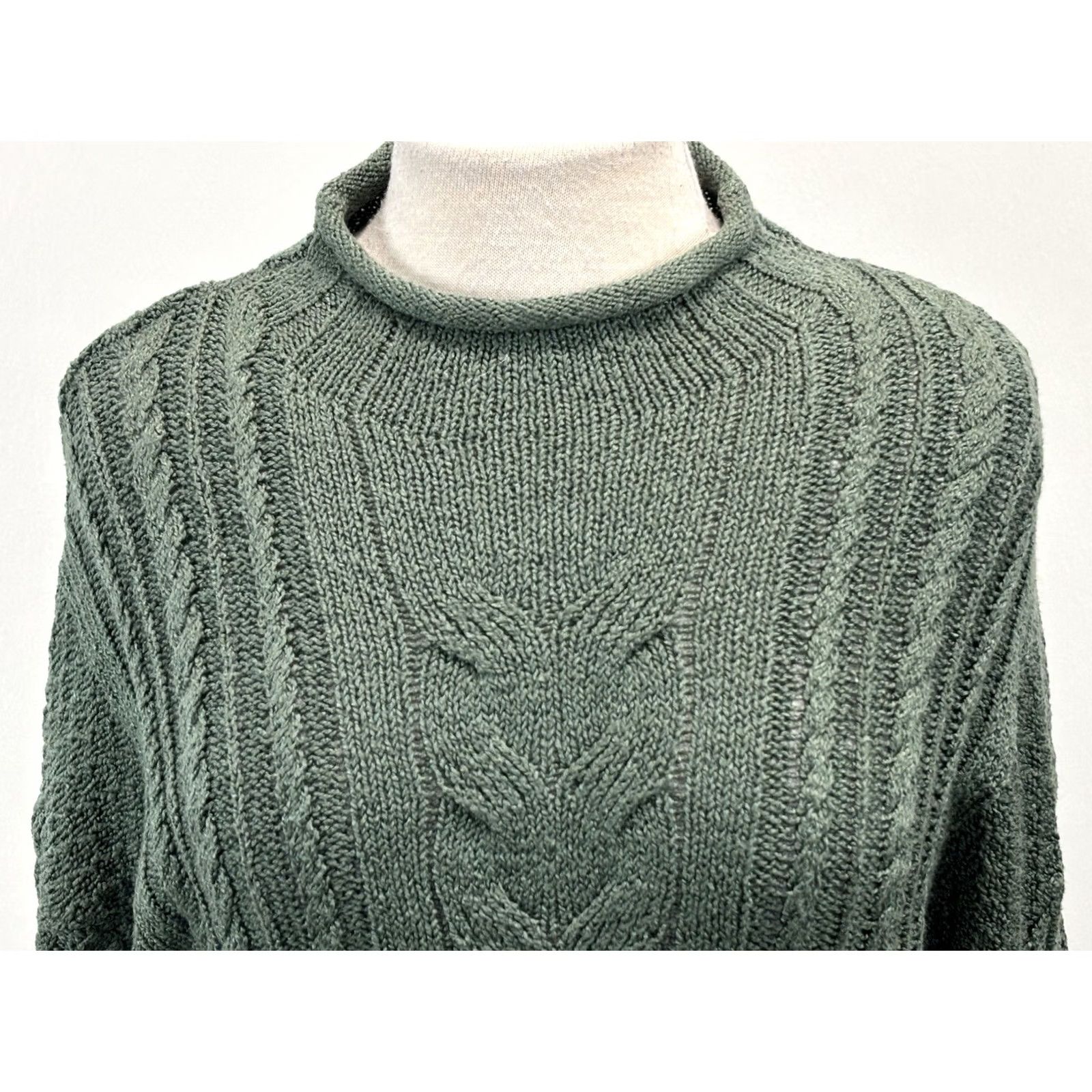 J.Crew J.CREW Cableknit Roll Neck Sweater Women’s L Green Fisherman Coastal Grandma Pullover Knit Shirt Mens Women Girls Boys Size L / US 10 / IT 46 - 5 Thumbnail