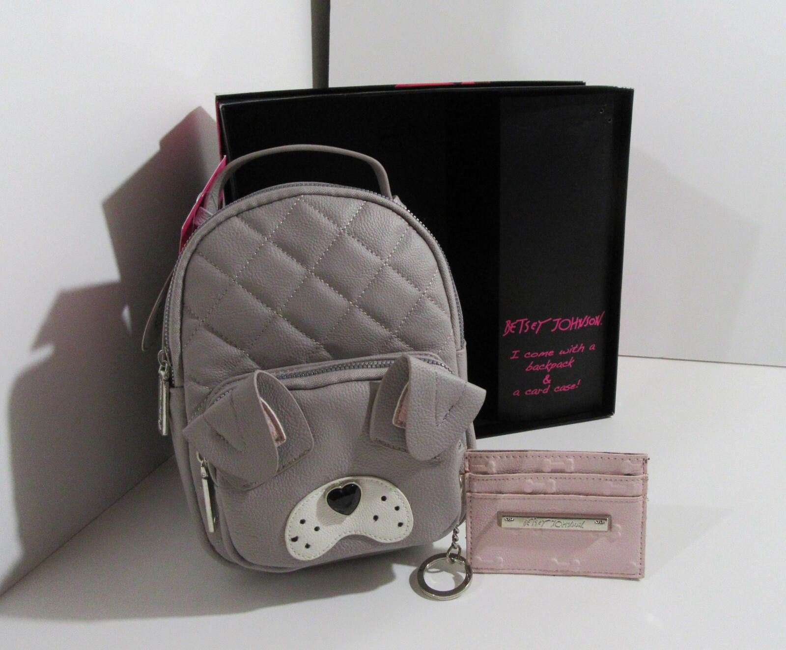 Designer Betsey Johnson Mini Dog Backpack & Key Fob Card Case NWT Size ONE SIZE - 1 Thumbnail