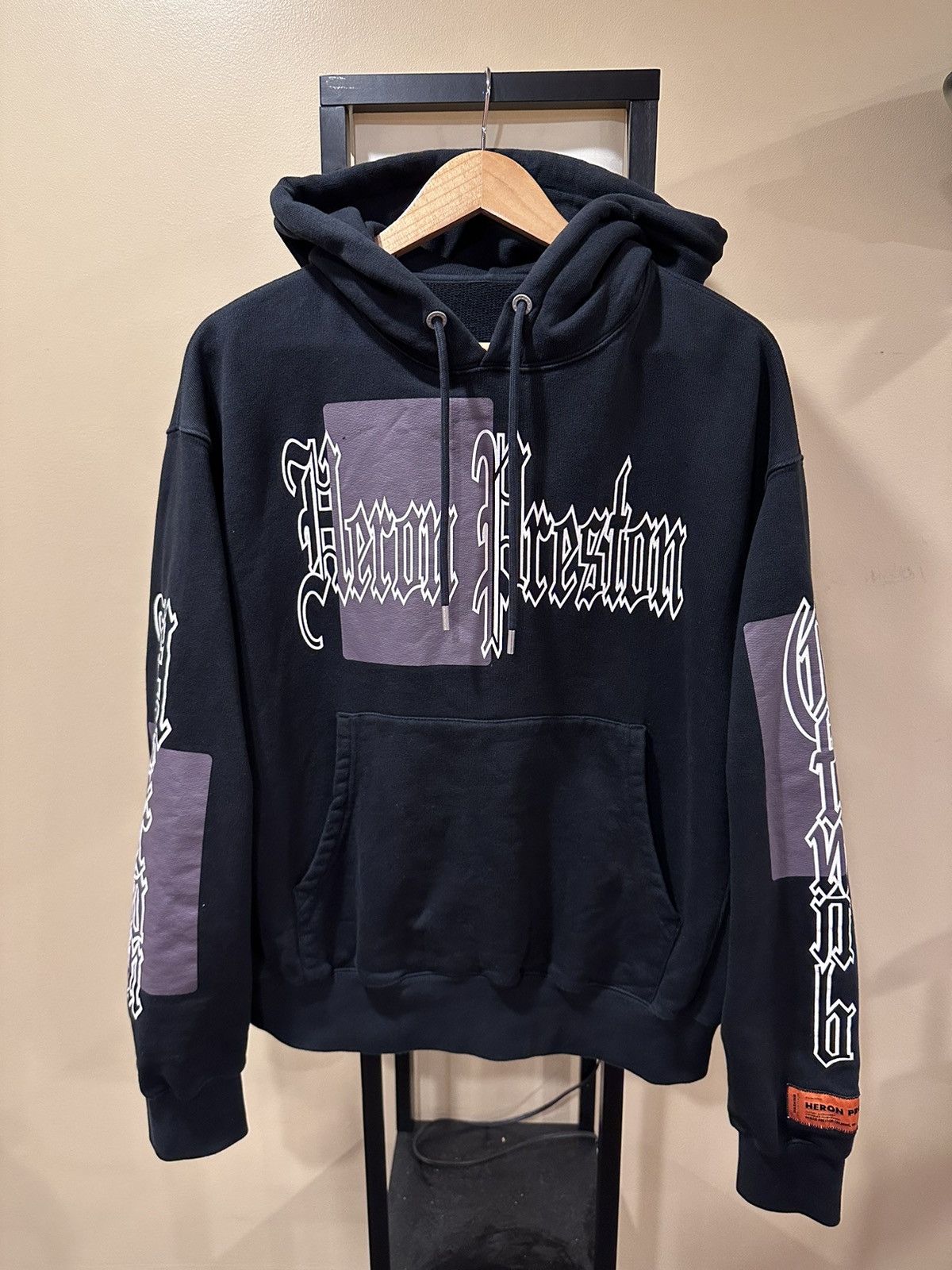 Heron Preston Heron Preston Logo Color Block Gothic Print Black Hoodie Size US M / EU 48-50 / 2 - 1 Thumbnail