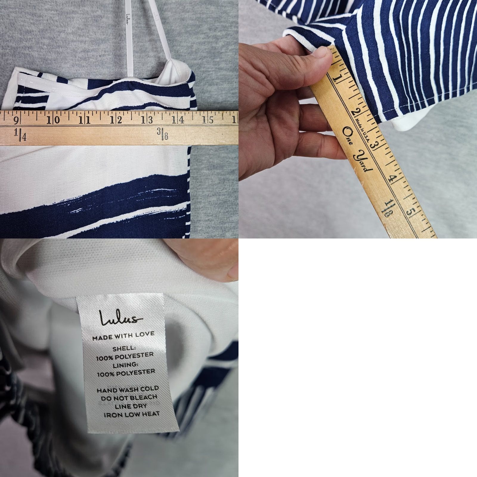 Lulus Lulu’s Womens Medium NWT Blue White Stripe Tie Front Strapless Romper Size 32" / US 10 / IT 46 - 8 Thumbnail
