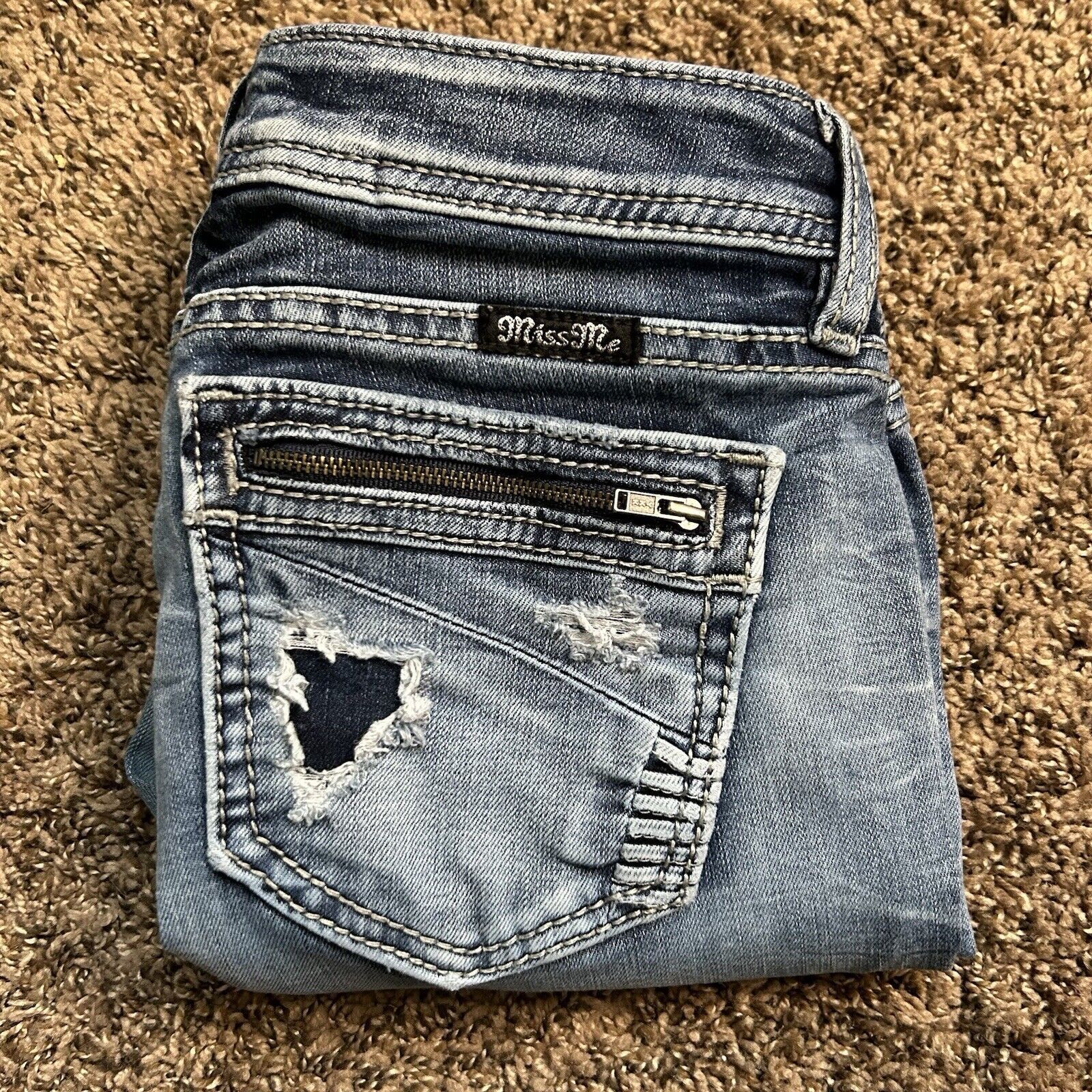 Miss Me Miss Me Ankle Skinny Low Rise Jeans Distressed Sz 27 Size 27" / US 4 / IT 40 - 13 Thumbnail