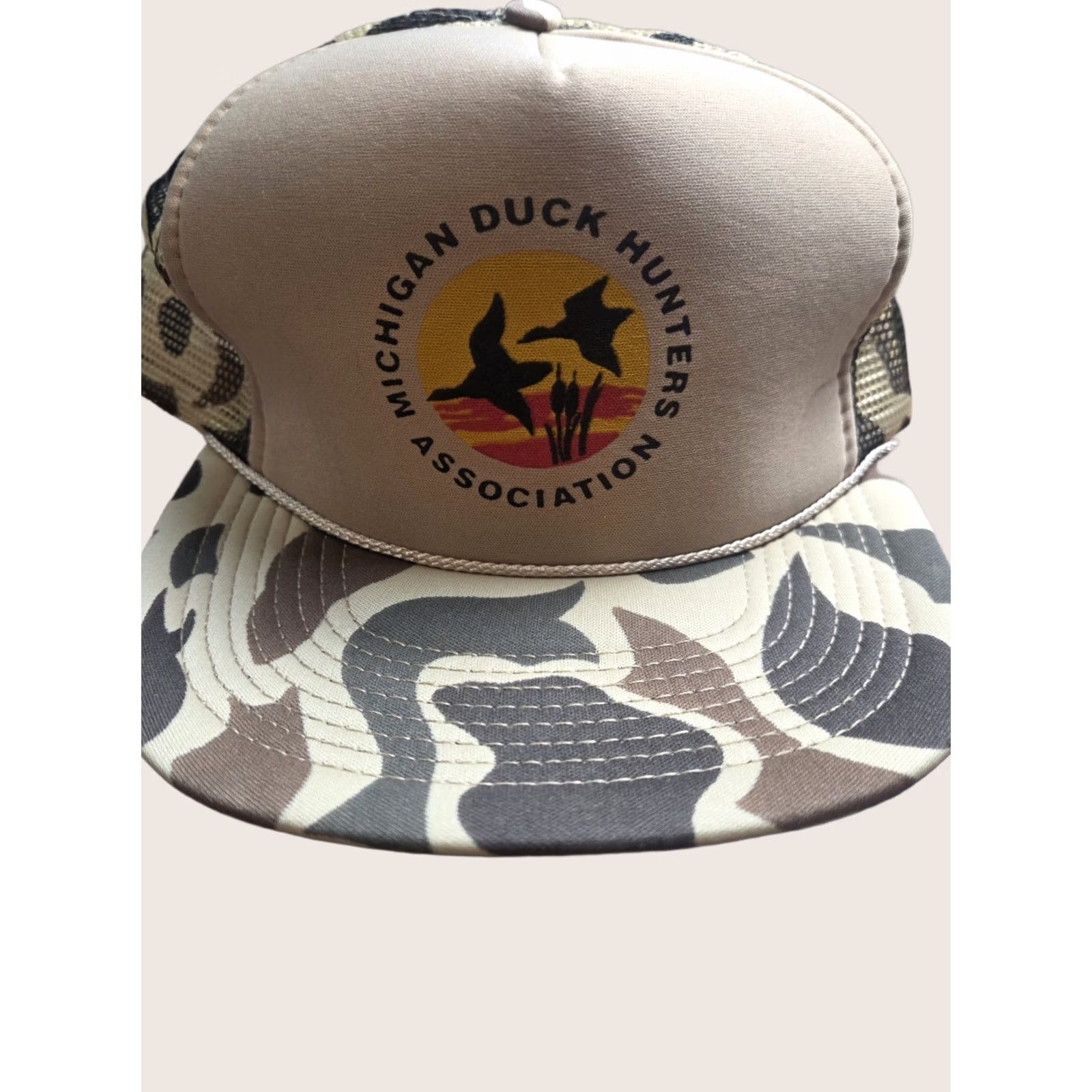 Hunter VINTAGE Michigan Duck Association Snapback Hat Hunting Camo 1990s Size ONE SIZE - 1 Thumbnail