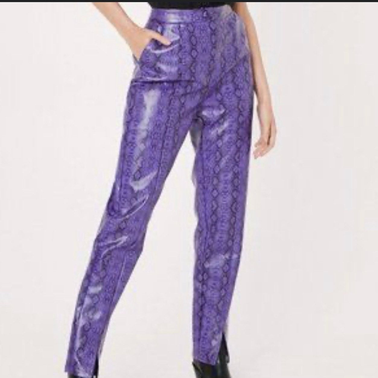 Nasty Gal Nasty Gal Purple Faux Leather Snake Skin High Waist Pants 2 Size 26" / US 2 / IT 38 - 1 Thumbnail