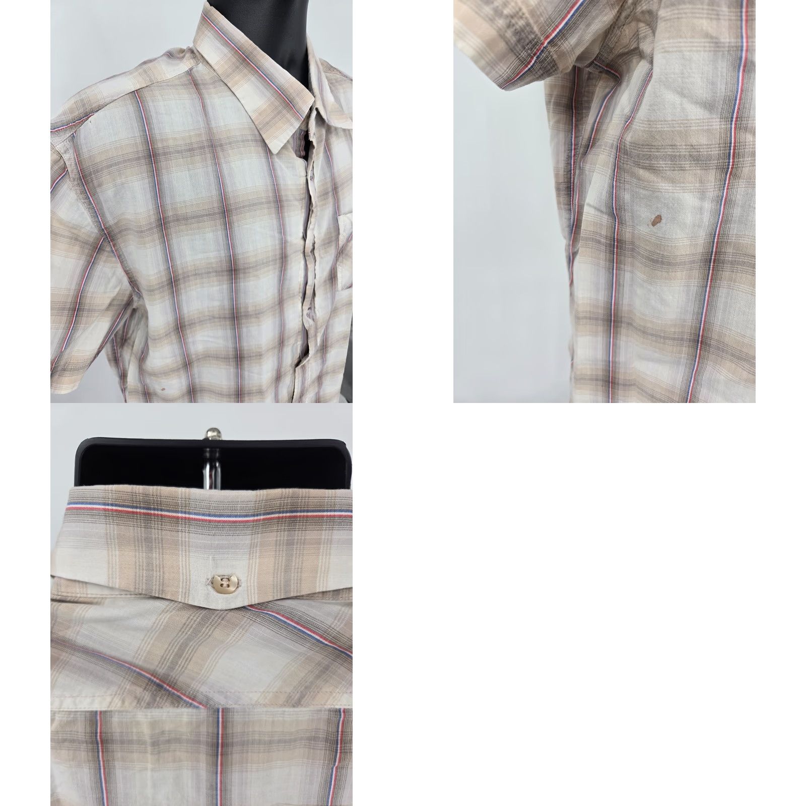 Diesel Diesel Shirt 2XL Beige Plaid Short Sleeve Lightweight Casual Pocket Men Size US XXL / EU 58 / 5 - 10 Thumbnail