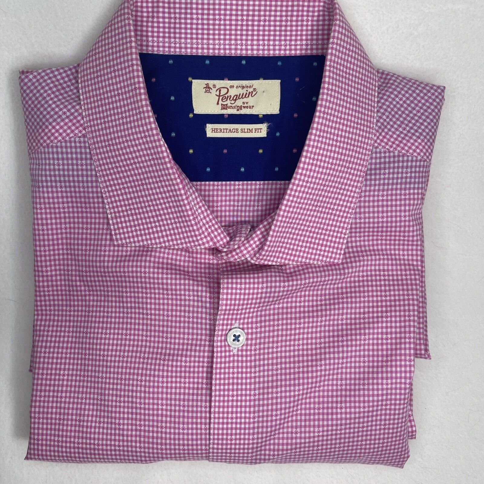Original Penguin Penguin Slim Fit Men's Blue/Grey Button Down Long Sleeve LG Size US L / EU 52-54 / 3 - 6 Thumbnail