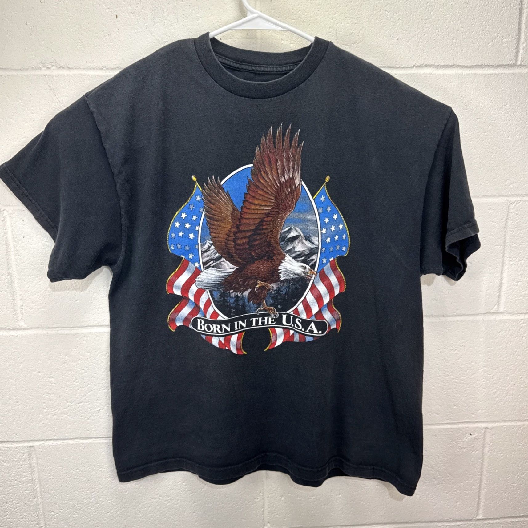 Born VINTAGE American Flag Eagle T-Shirt Men XL Short Sleeve Black 90s Patriotic Usa Size US XL / EU 56 / 4 - 2 Thumbnail