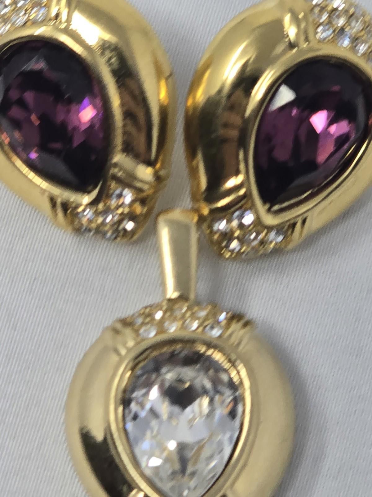 Swarovski Vintage S.A.L. Earrings and Pendant Set–Gold Tone Swarovski Size ONE SIZE - 2 Thumbnail