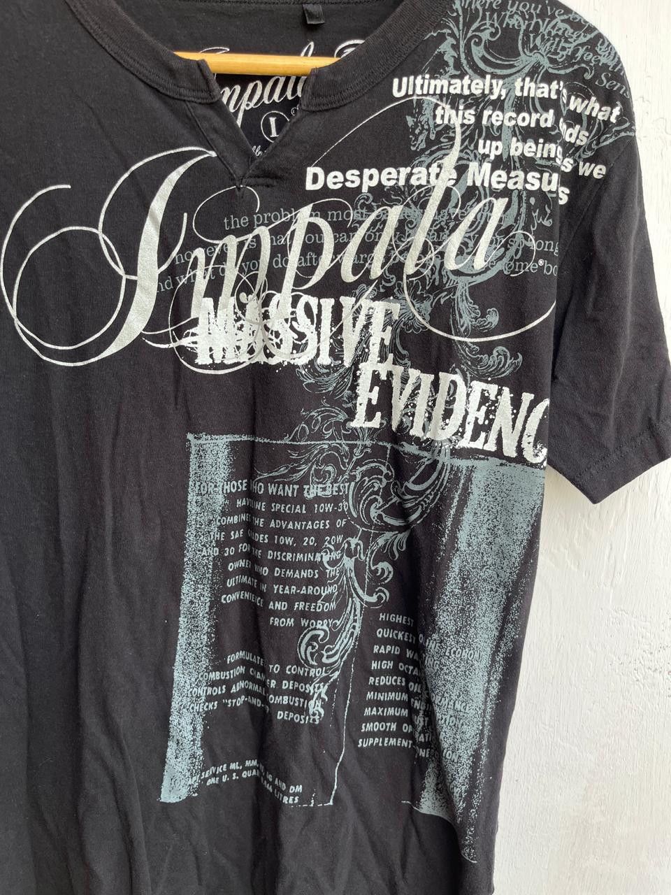 Japanese Brand Impala "Massive Evidence" Y2K Grunge Graphic Henley Tee Size US M / EU 48-50 / 2 - 3 Thumbnail