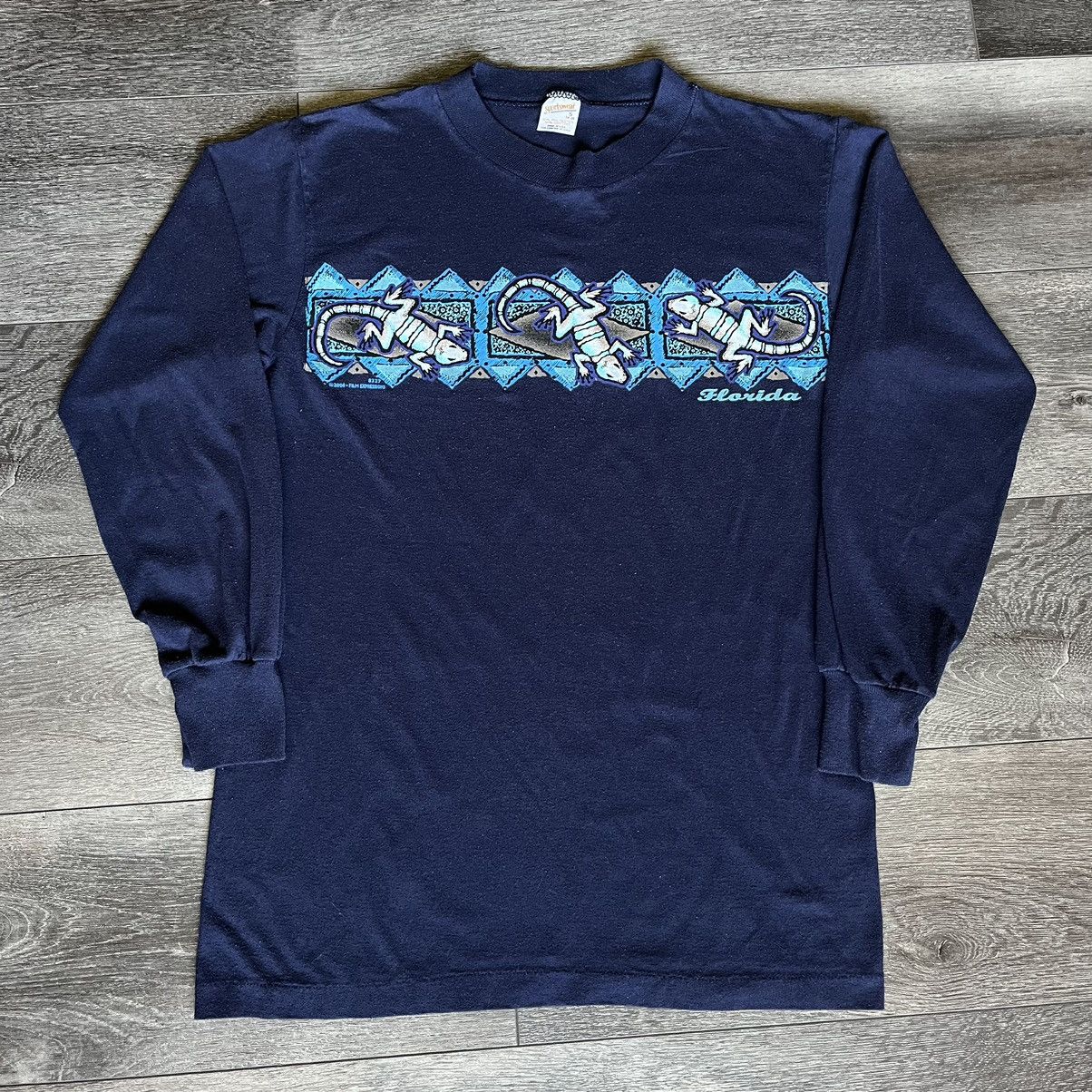 Band Tees × Vintage Vintage 1980s Florida Gecko Lizard Retro Logo Longsleeve Tee Size US S / EU 44-46 / 1 - 1 Thumbnail