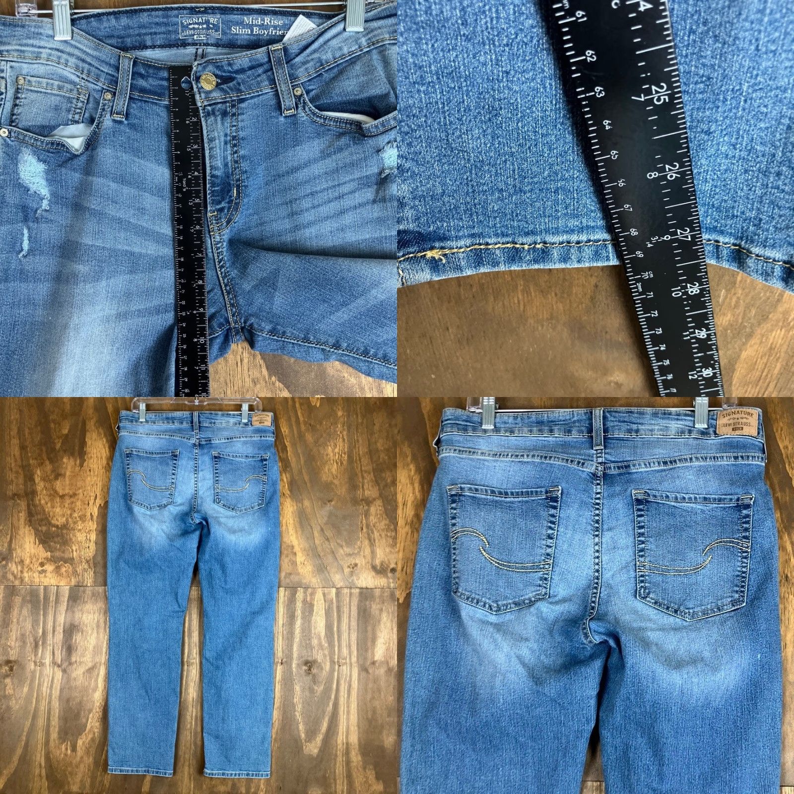 Levi's VINTAGE Levi's Jeans Women Blue Denim Mid Rise Slim Boyfriend Stretch 14 5-Pocket Design Regular Womens Size 36" / US 14 / IT 50 - 8 Thumbnail