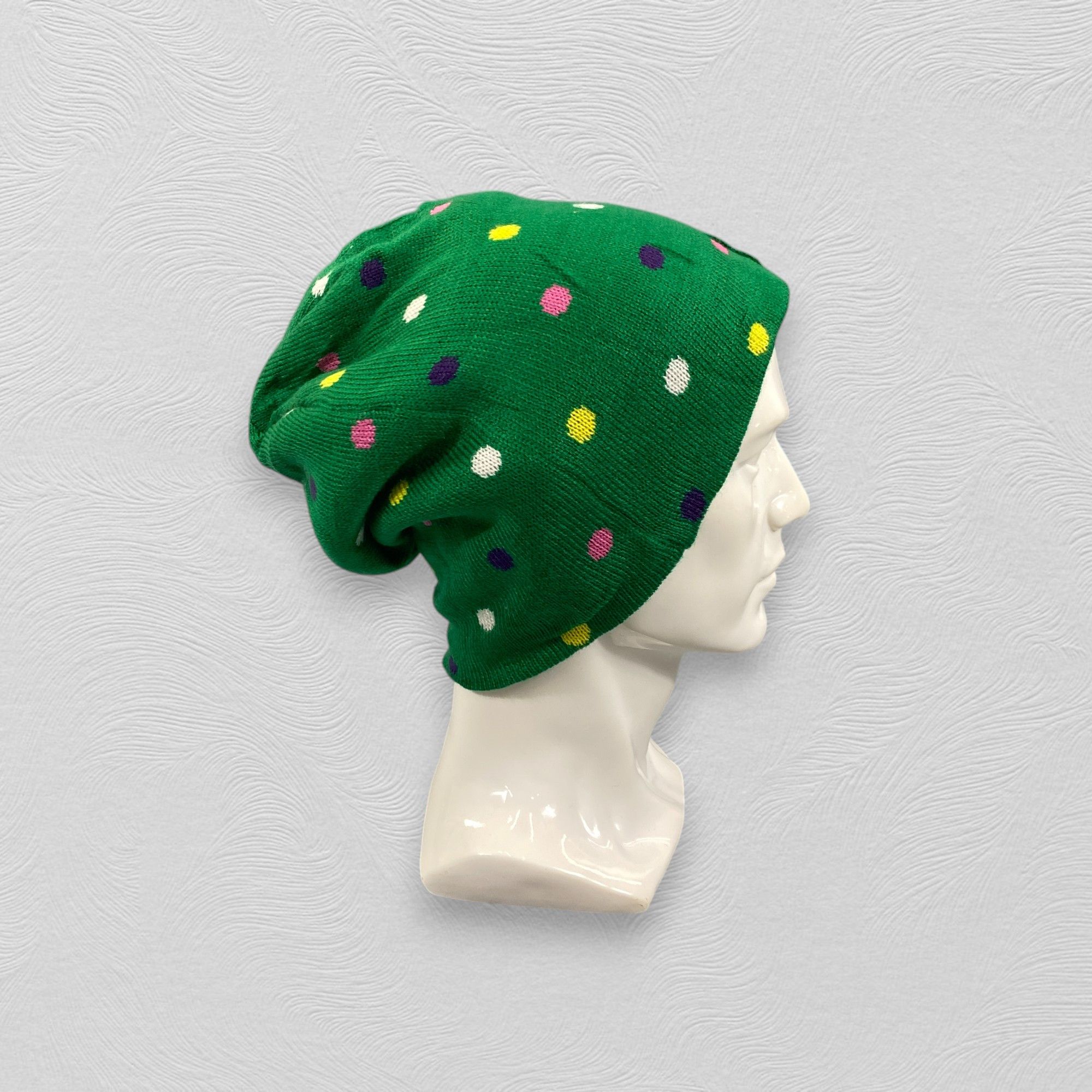 Japanese Brand Slouchy Snow Cap Beanie With Multicolor Dots -BN949 Size ONE SIZE - 3 Thumbnail