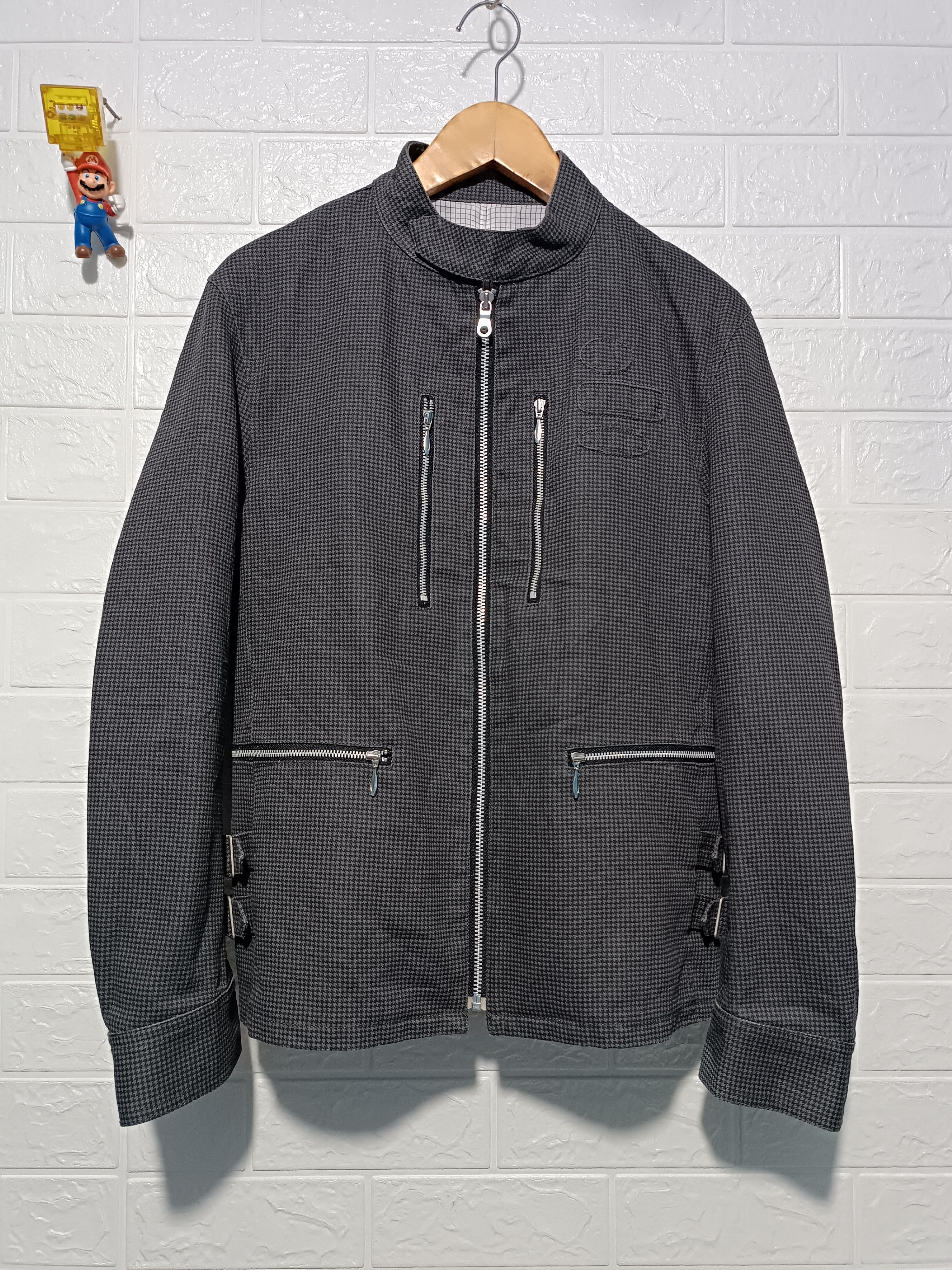 Japanese Brand Vintage Moto Biker Jacket Micro Check Zip Detail Size US L / EU 52-54 / 3 - 2 Thumbnail