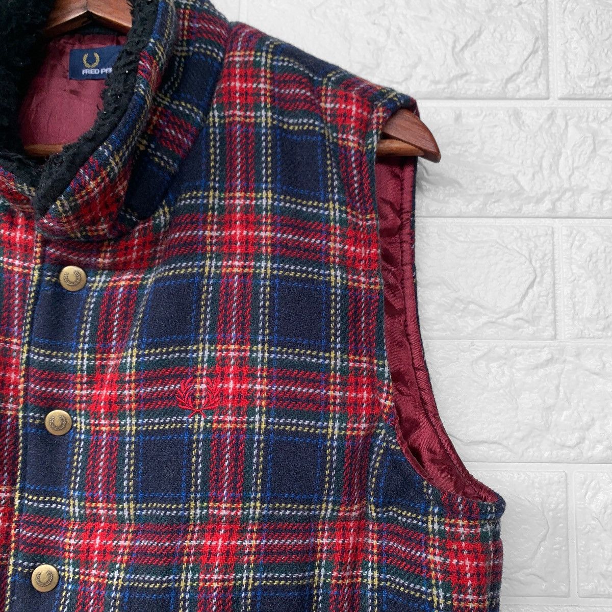 Fred Perry Fred Perry Fur Collar Plaid Checkered Vest Jacket Size US M / EU 48-50 / 2 - 6 Thumbnail