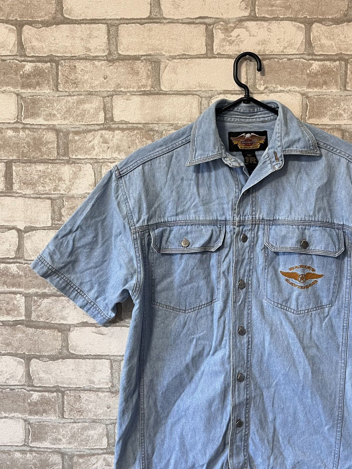 Harley Davidson × Vintage Vintage 90s Harley Davidson Mechanic Denim Buttons Up Shirt Size US S / EU 44-46 / 1 - 2 Thumbnail