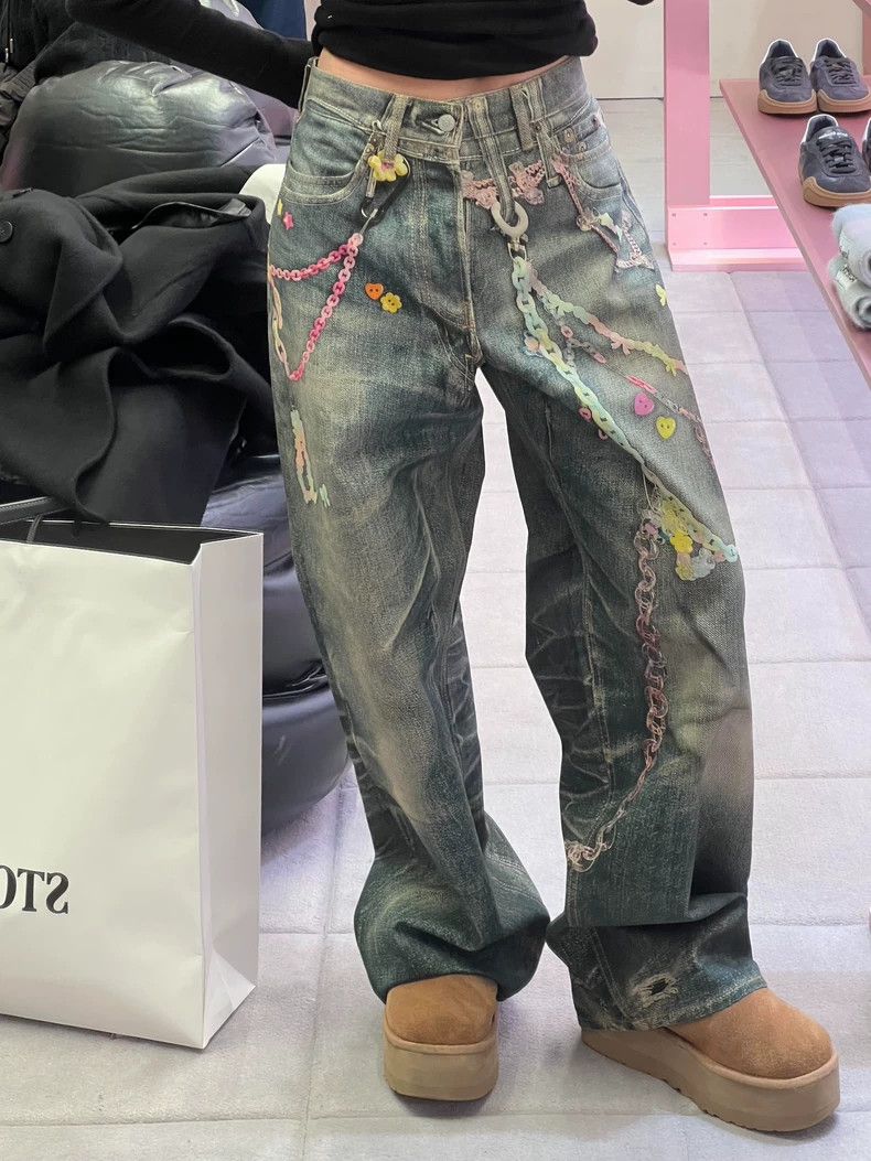 Acne Studios Acne Studios Loose wide-leg jeans with candy chain print Size US 34 / EU 50 - 8 Thumbnail