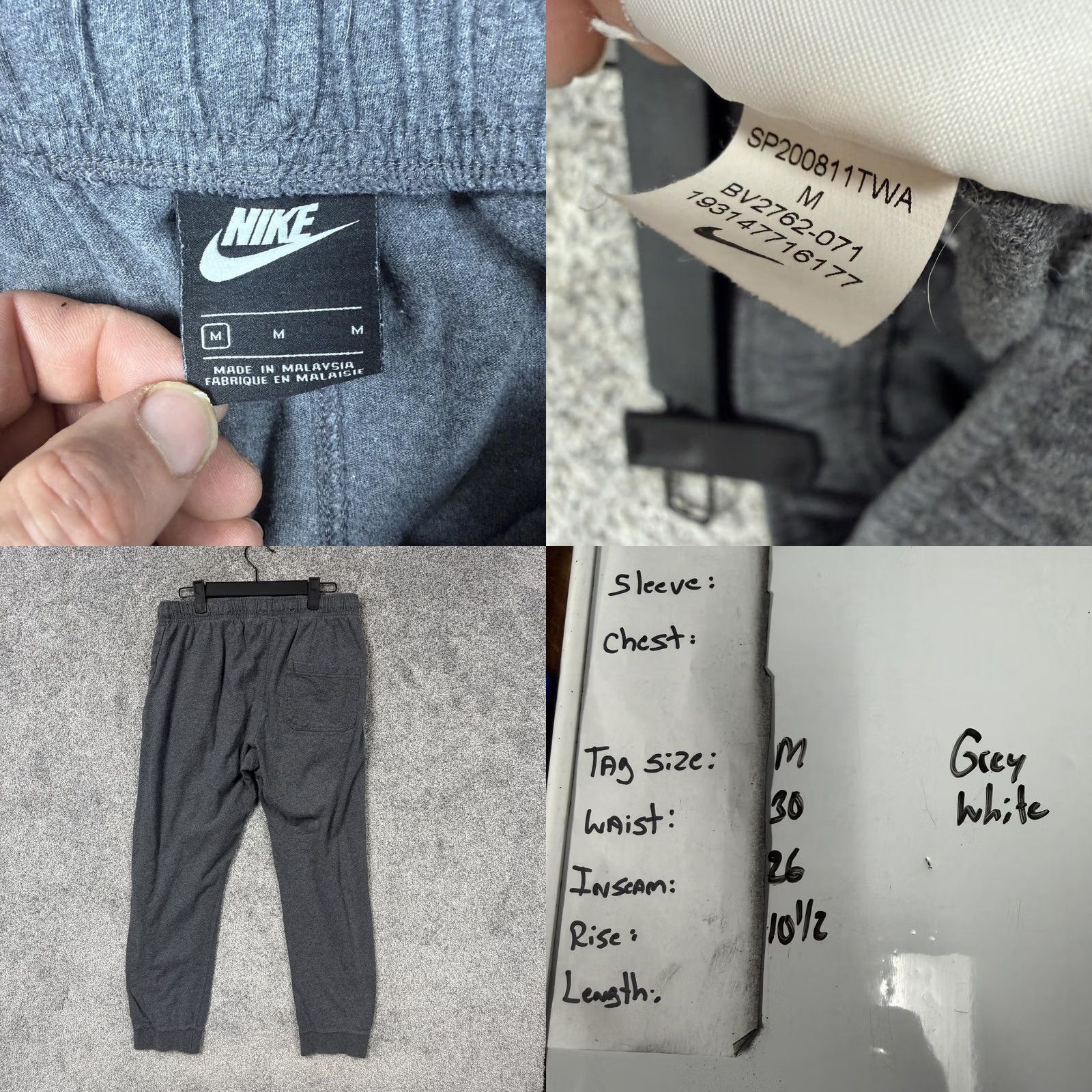 Nike Nike Sweatpants Mens M Gray Club Fleece Athletic Joggers Gorpcore Tapered Inseam 26" Waist 30" Regular Fit Pockets Casual Activewear Size US 31 - 8 Thumbnail