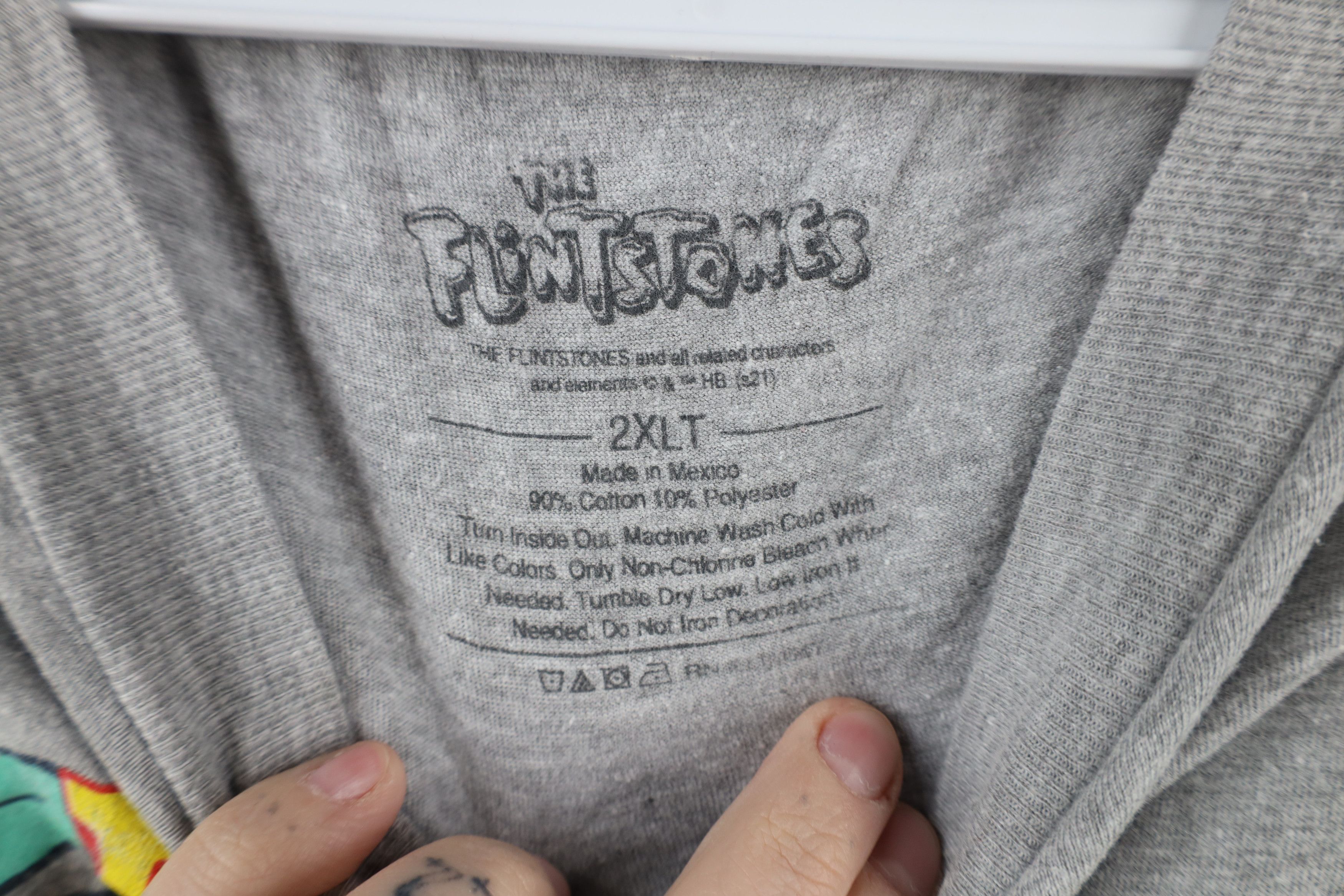 Vintage Retro Y2K The Flintstones Cartoon Short Sleeve T-Shirt Gray Size US XXL / EU 58 / 5 - 7 Thumbnail