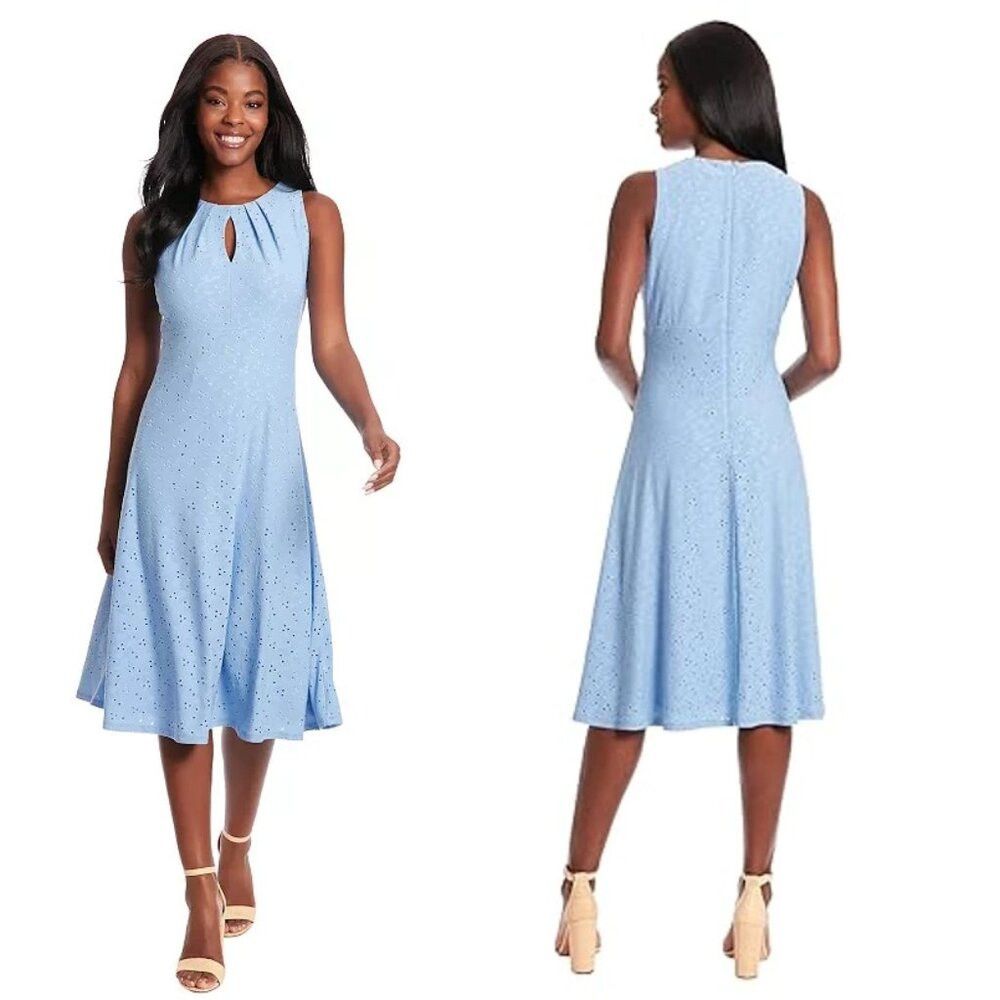 Other NWT New London Times Sleeveless Eyelet Dress In Vista Blue Size XL / US 12-14 / IT 48-50 - 1 Thumbnail