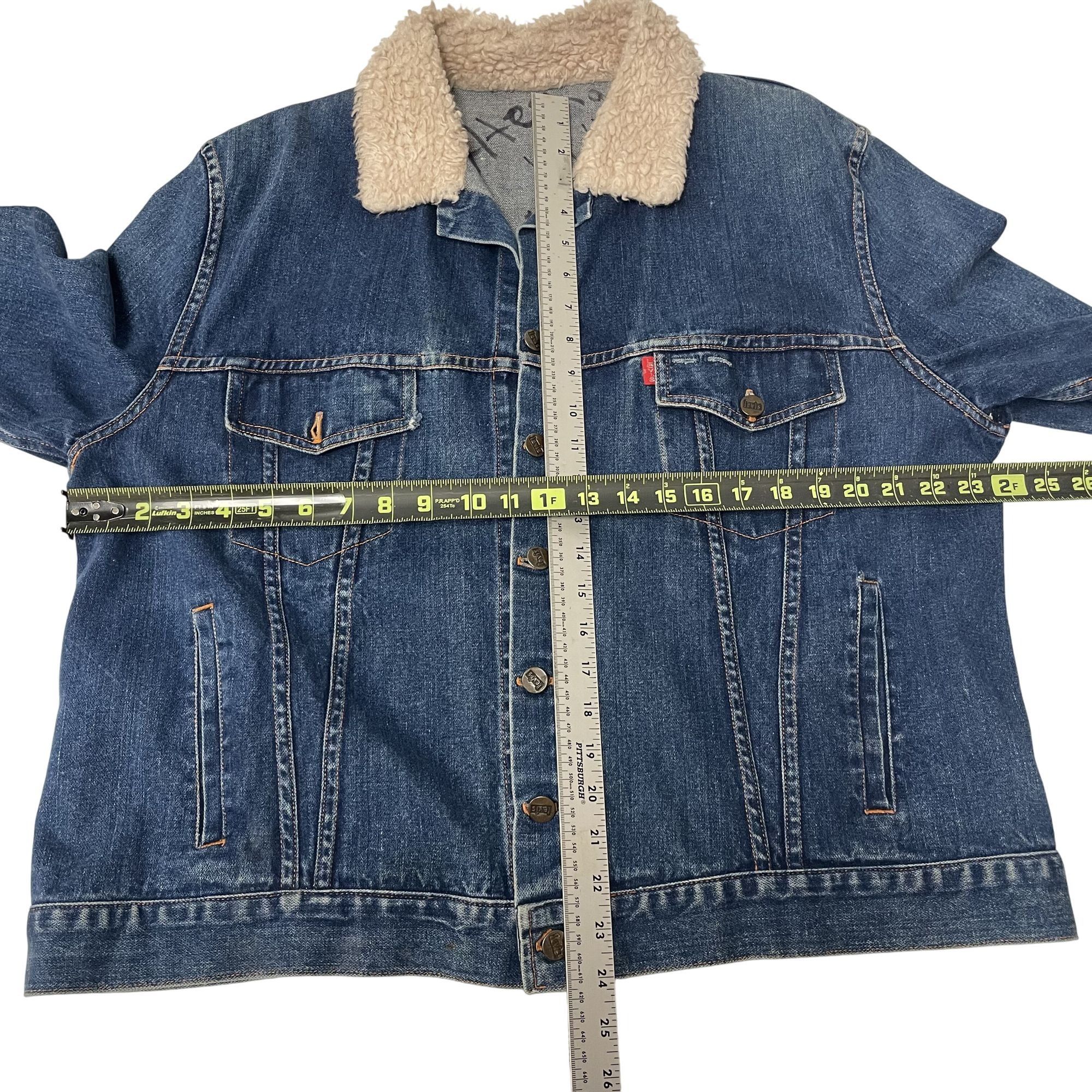 Levi's Vtg LEVIS Blue Jean Coat FLEECE Collar Denim TRUCKER Jacket Size US XL / EU 56 / 4 - 4 Thumbnail