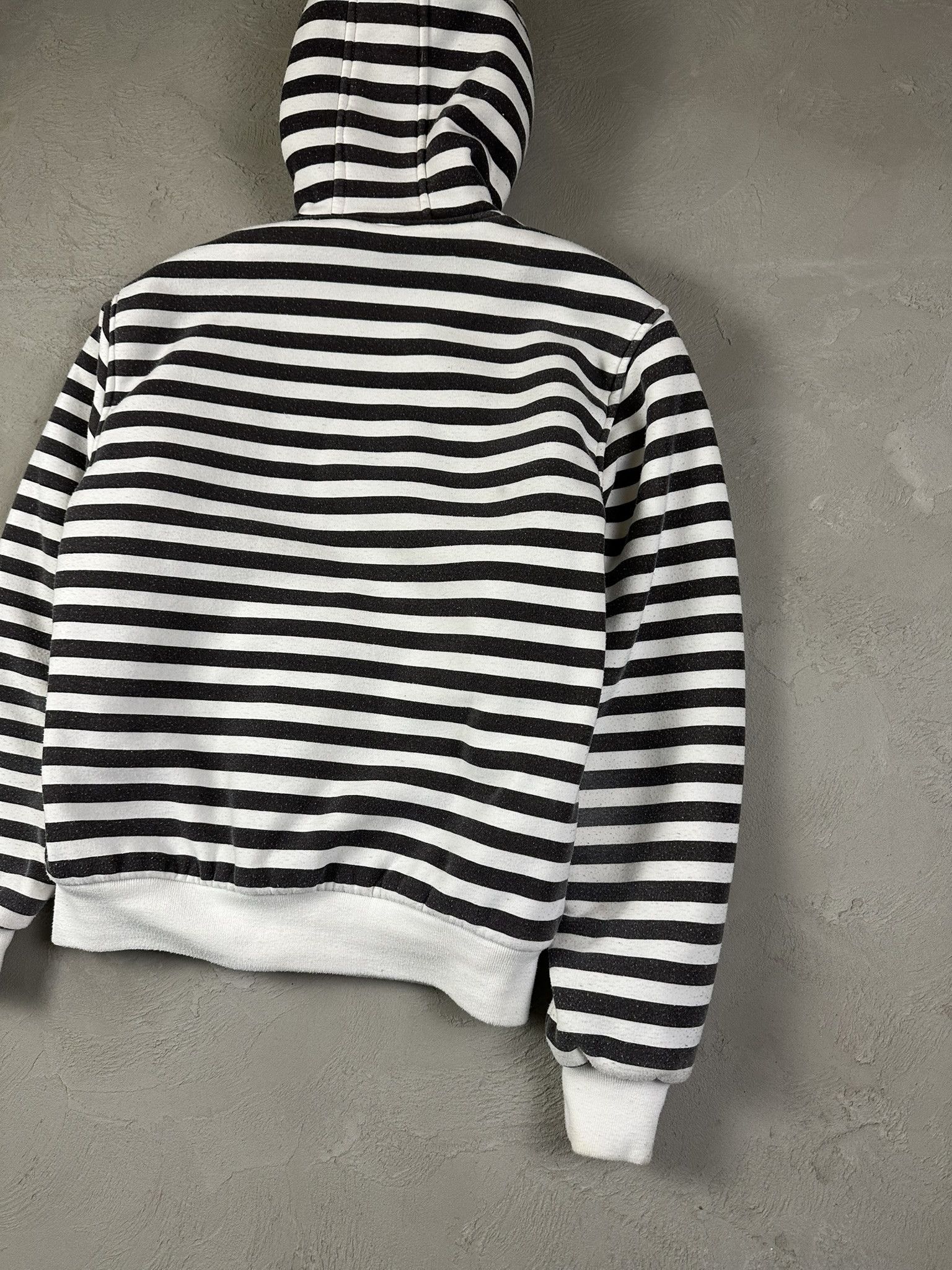 Japanese Brand Vintage Y2k Fur Hood Zip Stripped Hoodie Size US XL / EU 56 / 4 - 12 Thumbnail
