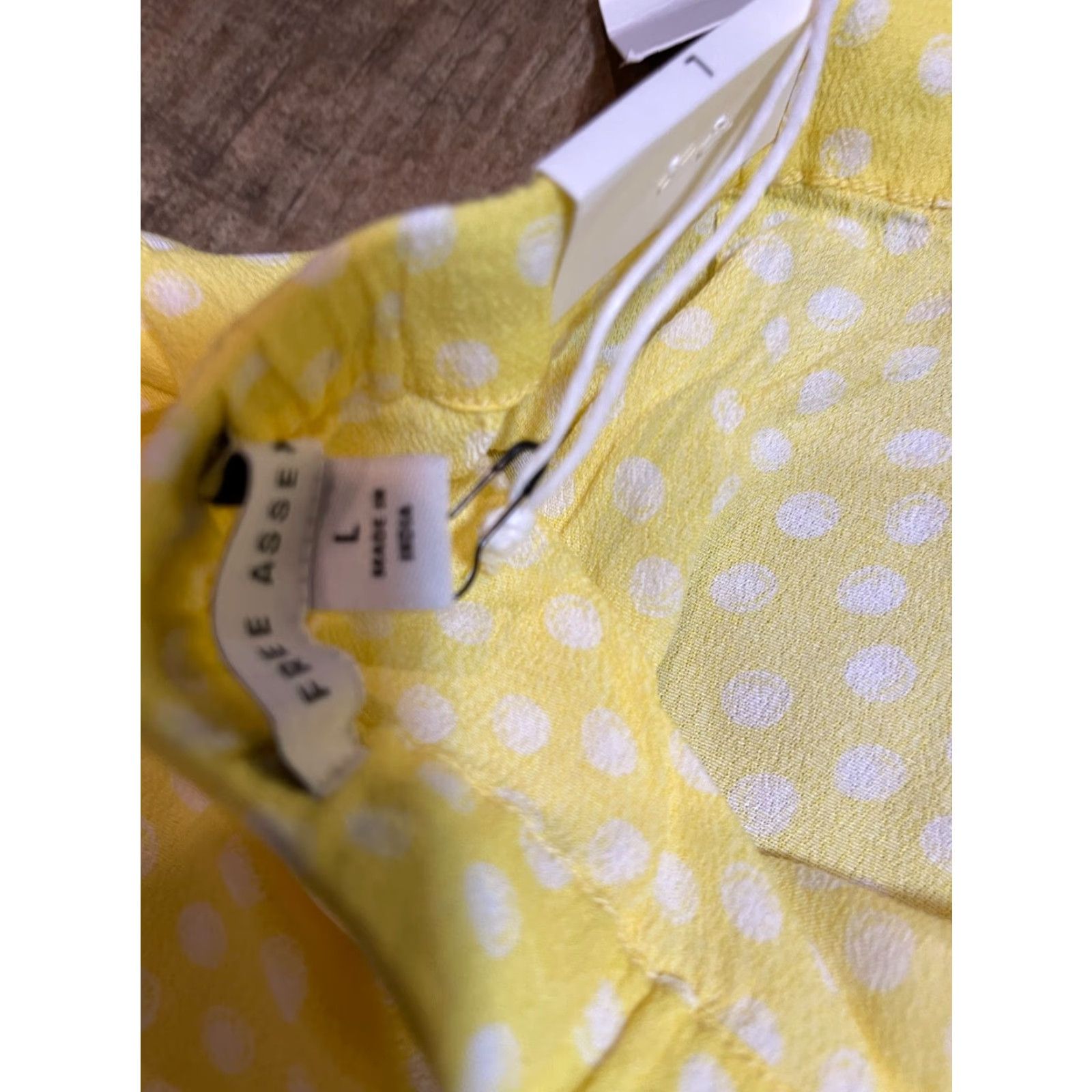Vintage VINTAGE Free Assembly Skirt Womens L Yellow White Polka Dots Mini Short Polka Dot Womens Size 36" / US 14 / IT 50 - 4 Thumbnail